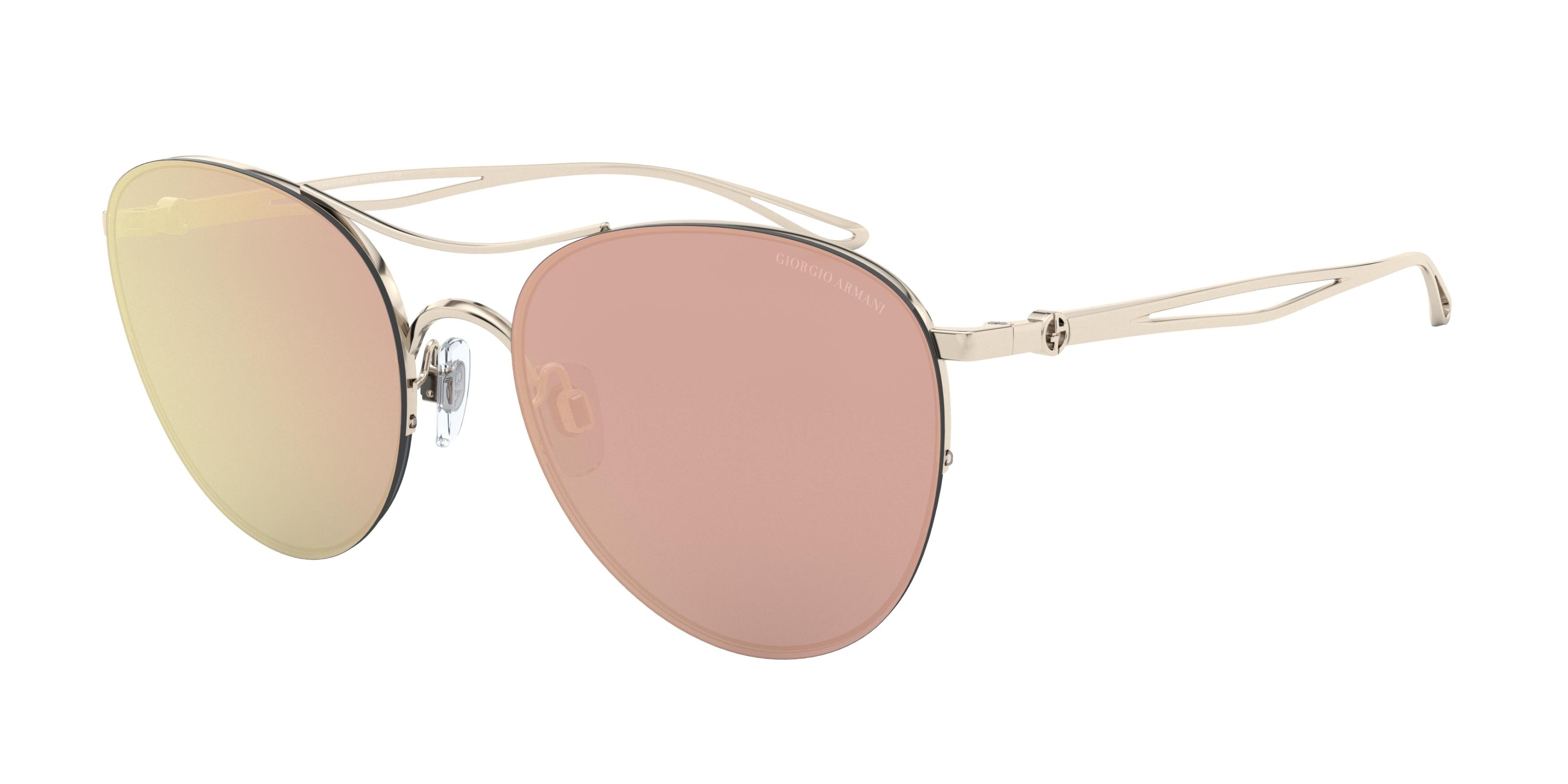 Giorgio Armani AR6101 Round Sunglasses  30114Z-Bronze 56-140-18 - Color Map Brown