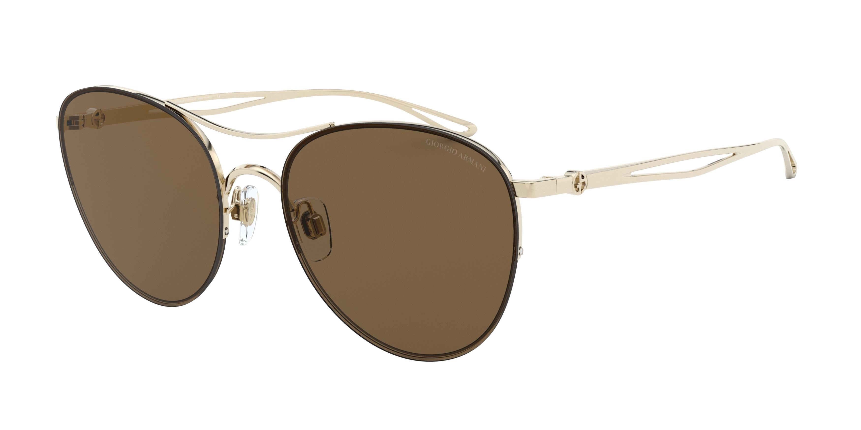 Giorgio Armani AR6101 Round Sunglasses  301373-Pale Gold 56-140-18 - Color Map Gold
