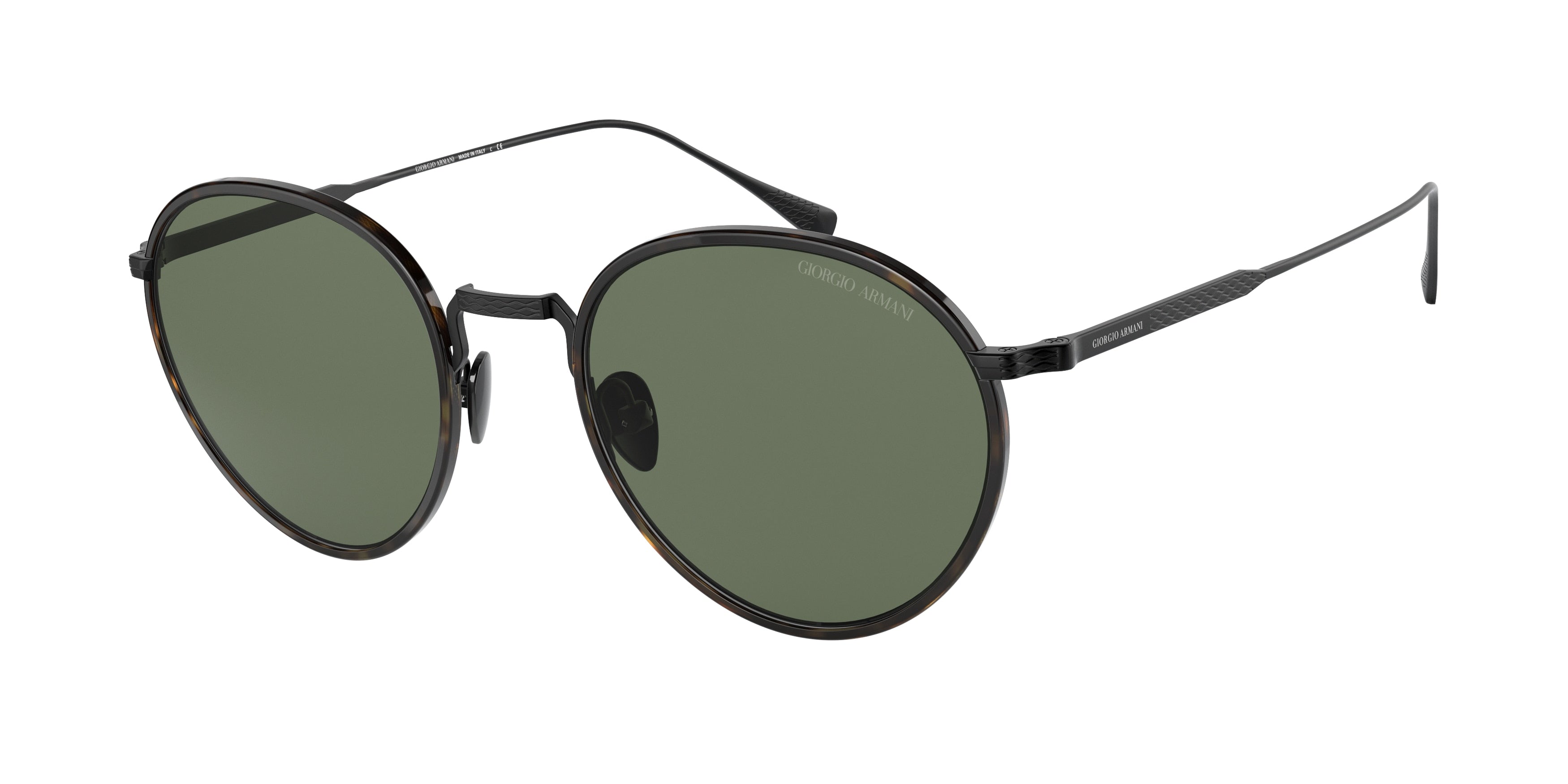 Giorgio Armani AR6103J Round Sunglasses  300171-Matte Black/Havana 51-145-21 - Color Map Black