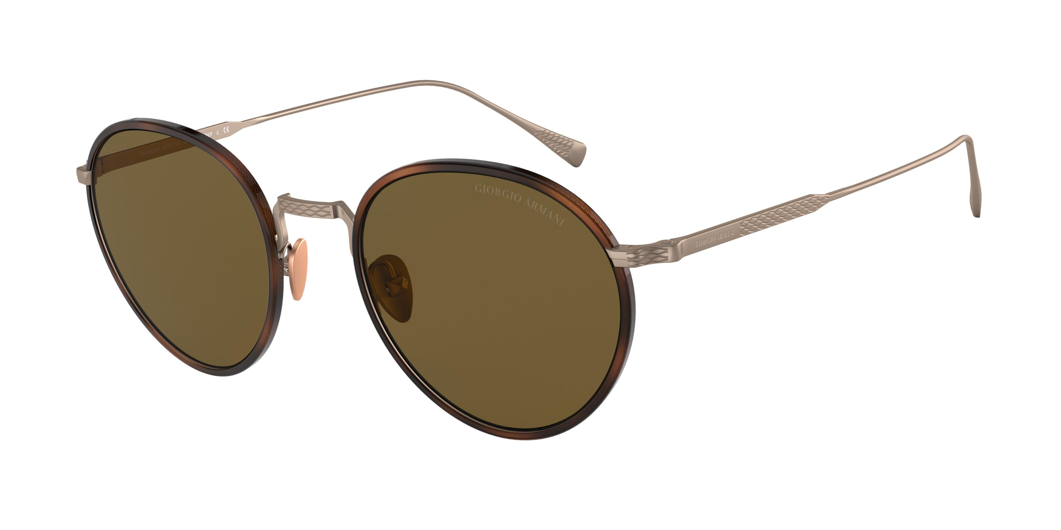 Giorgio Armani AR6103J Round Sunglasses  300673-Moro Havana/Bronze 51-145-21 - Color Map Brown