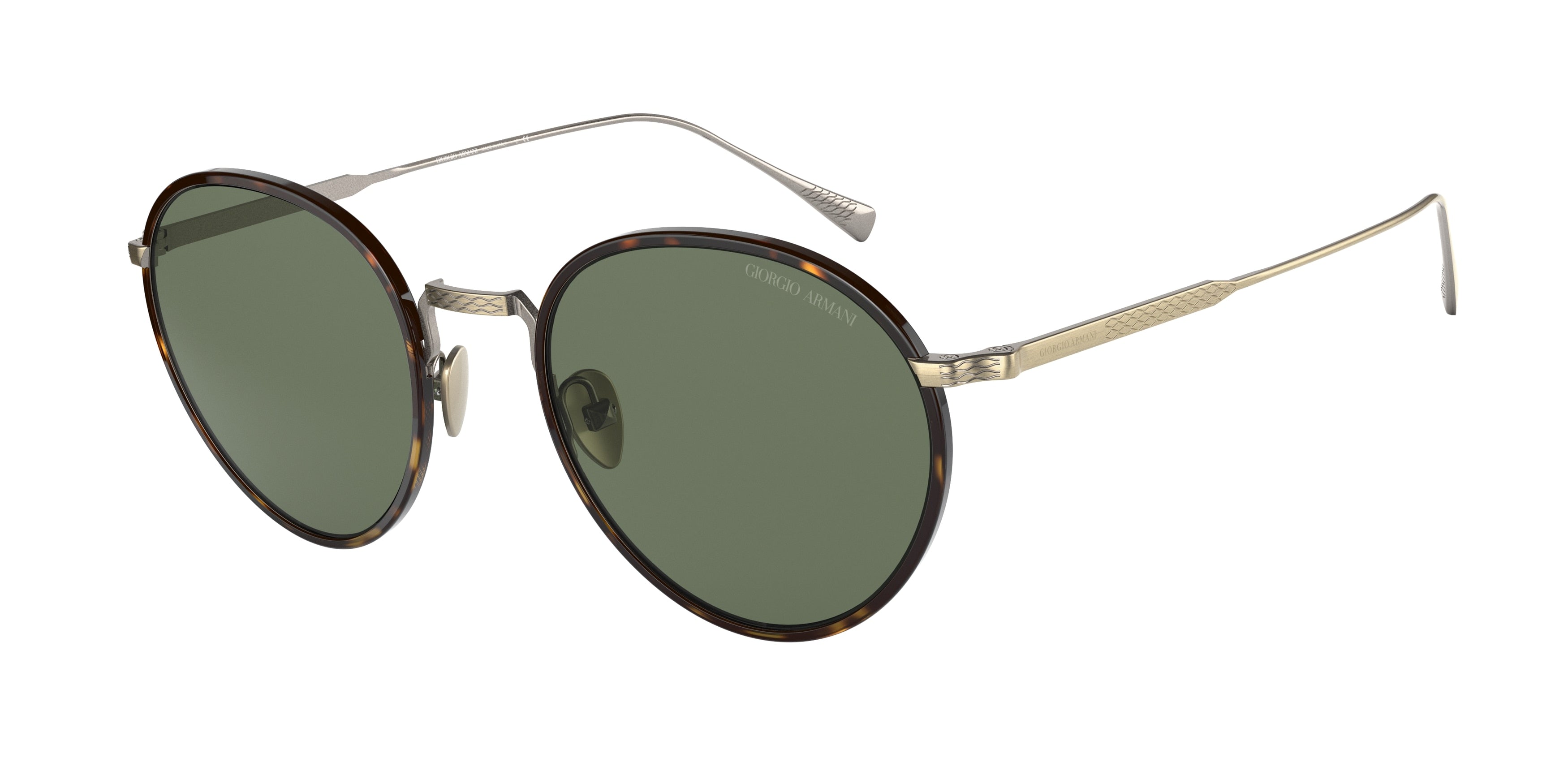 Giorgio Armani AR6103J Round Sunglasses  319871-Brushed Pale Gold 51-145-21 - Color Map Gold