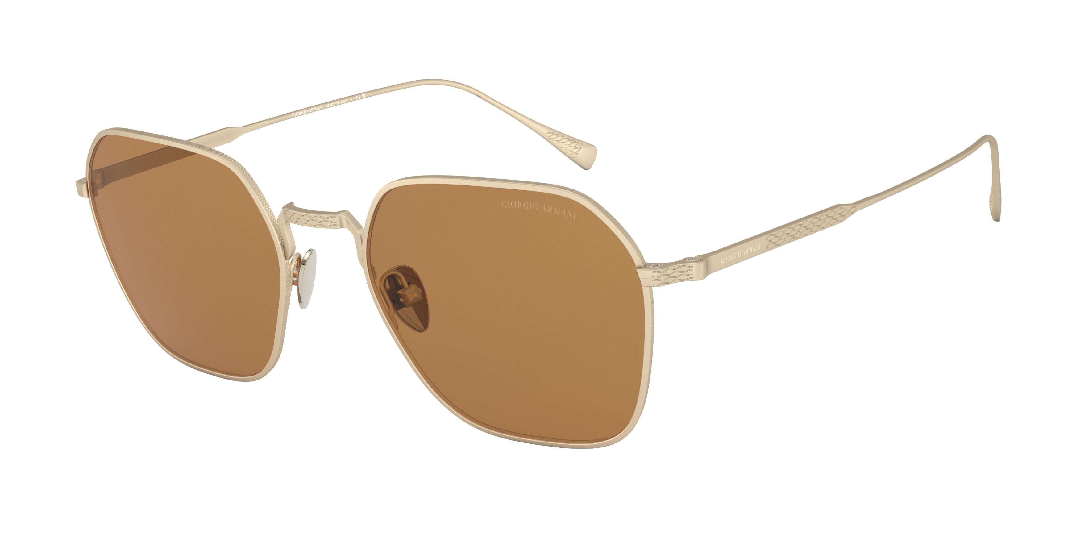 Giorgio Armani AR6104 Square Sunglasses  300273-Matte Pale Gold 53-145-20 - Color Map Gold