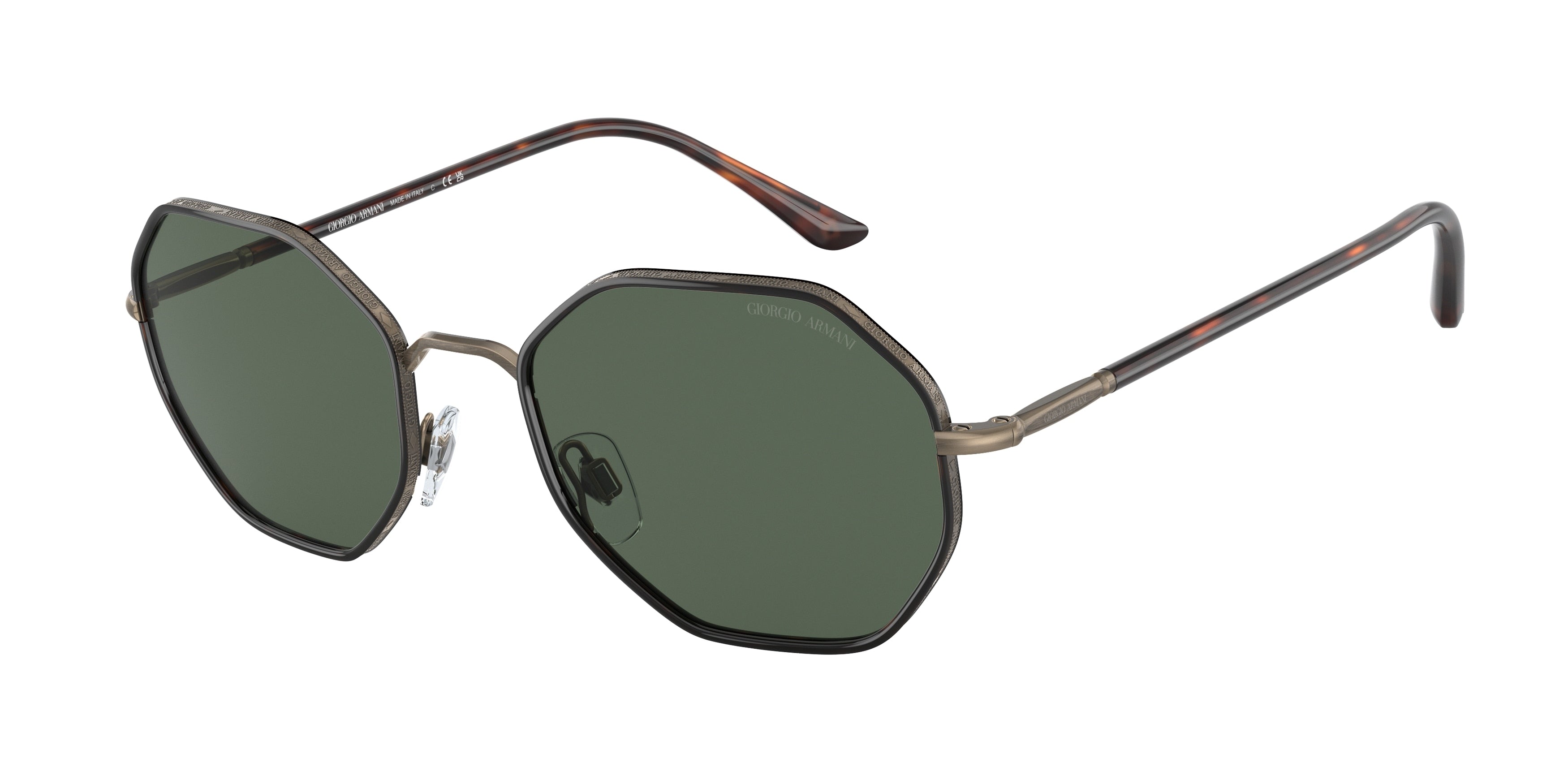 Giorgio Armani AR6112J Rectangle Sunglasses  319871-Brushed Pale Gold/Red Havana 54-145-21 - Color Map Gold
