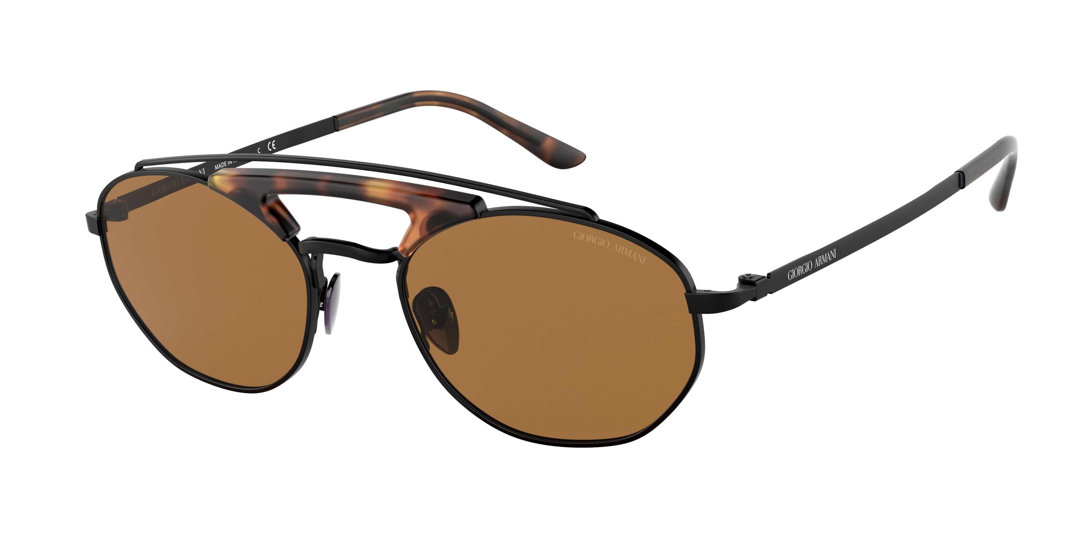 Giorgio Armani AR6116 Oval Sunglasses  300173-Matte Black 53-145-20 - Color Map Black