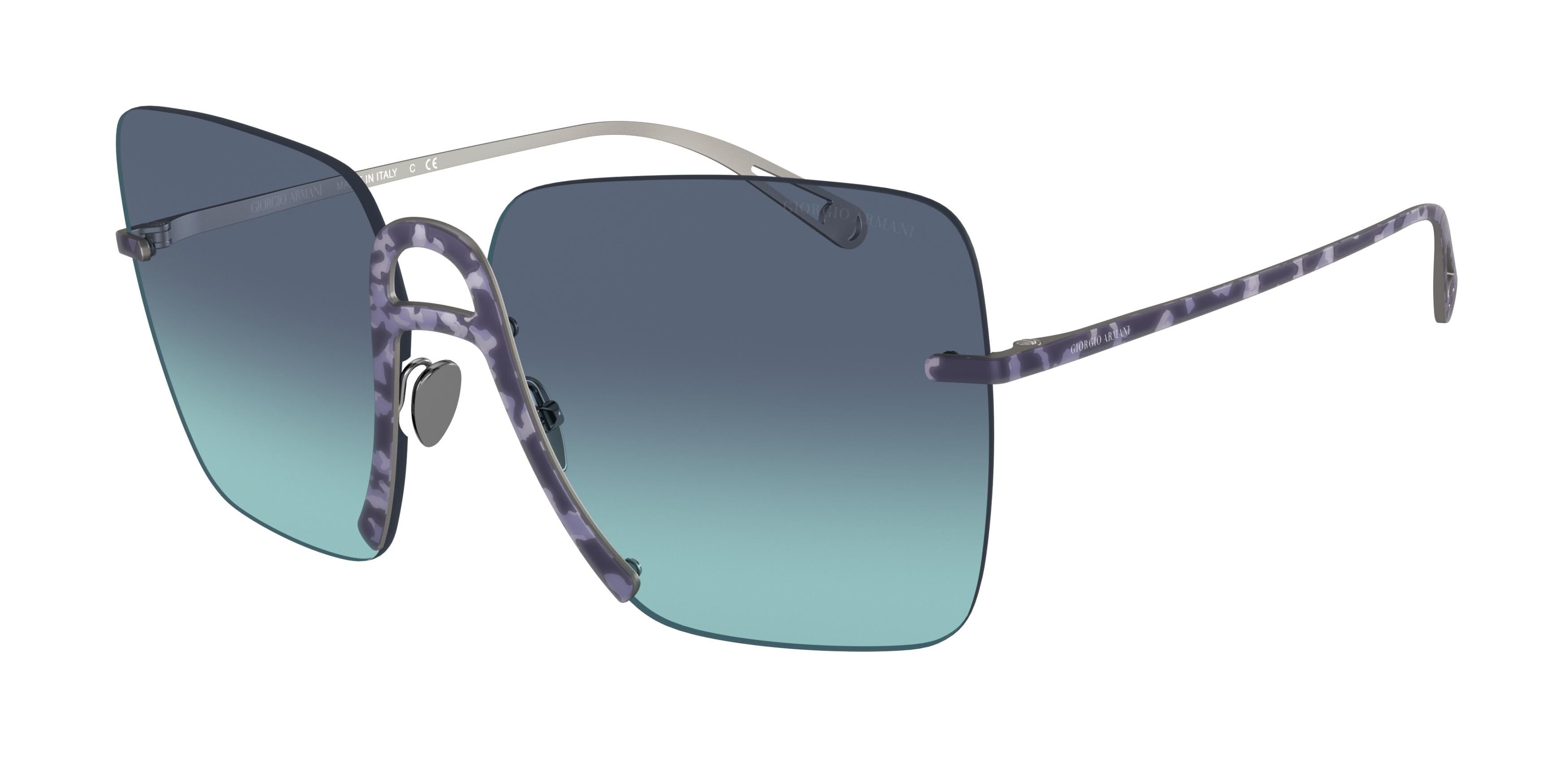 Giorgio Armani AR6118 Square Sunglasses  30454S-Havana Blue 62-140-13 - Color Map Blue