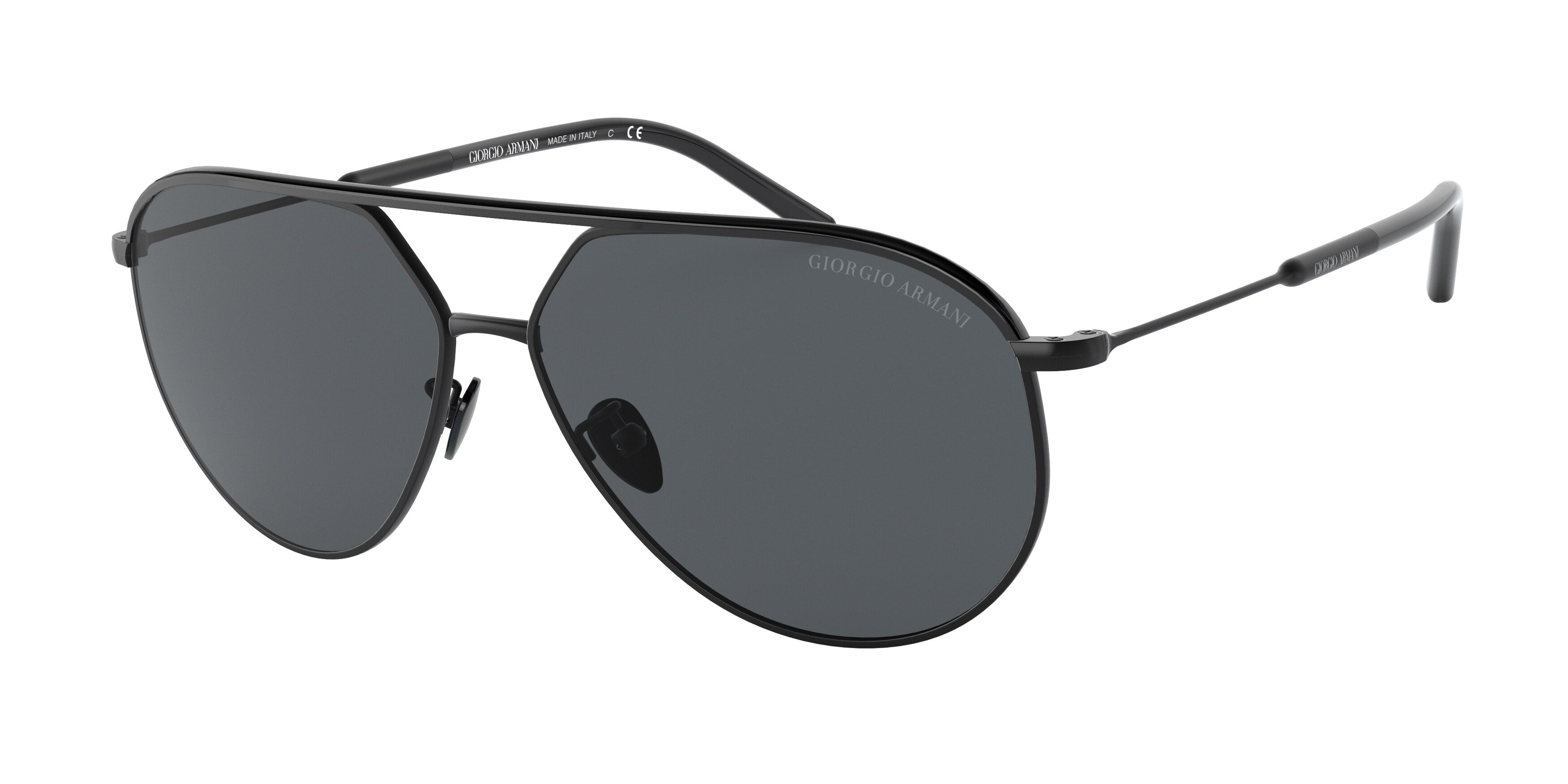 Giorgio Armani AR6120J Pilot Sunglasses  300187-Shiny/Matte Black 60-145-13 - Color Map Black