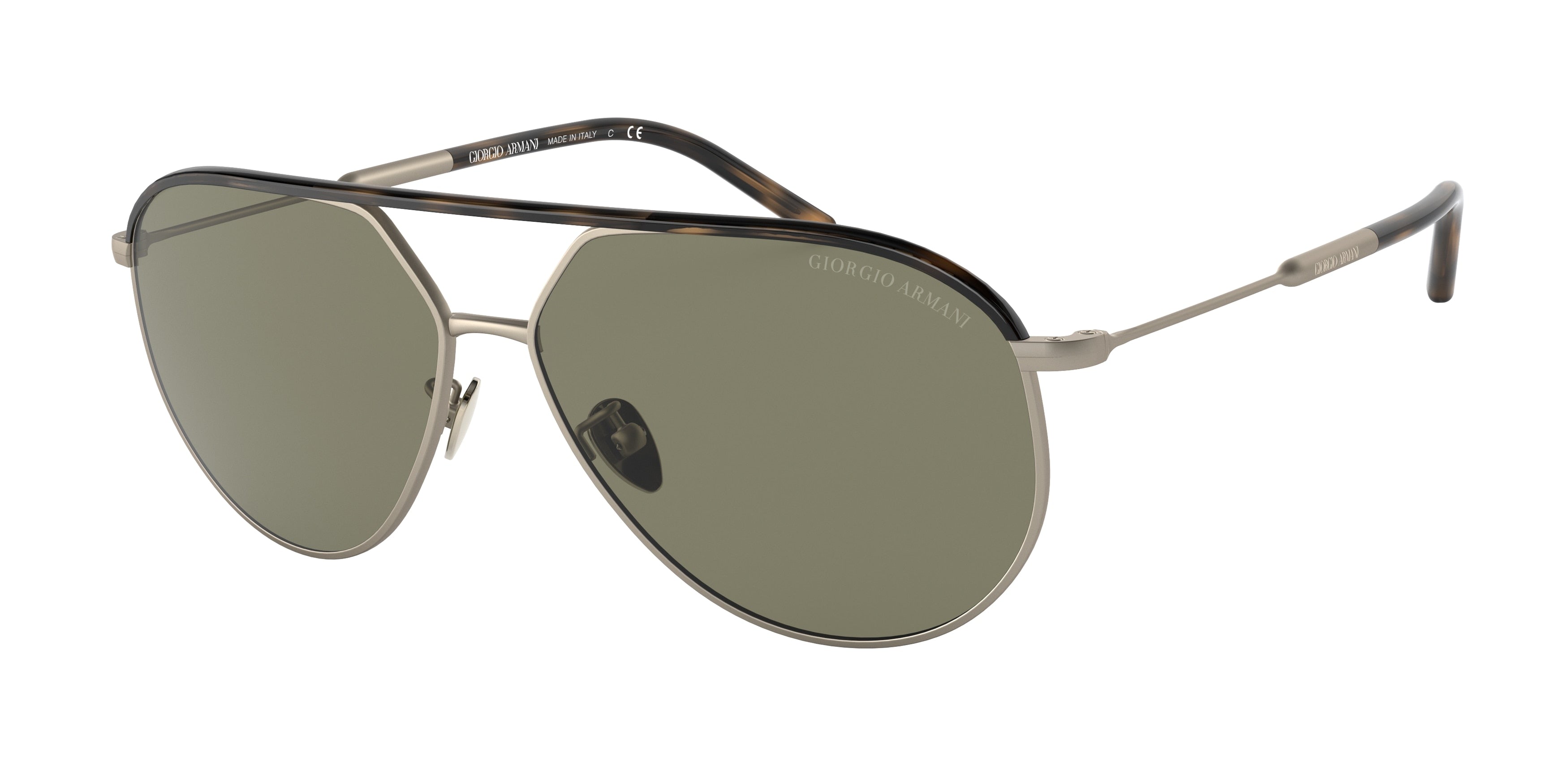 Giorgio Armani AR6120J Pilot Sunglasses  30022A-Matte Pale Gold/Havana 60-145-13 - Color Map Gold