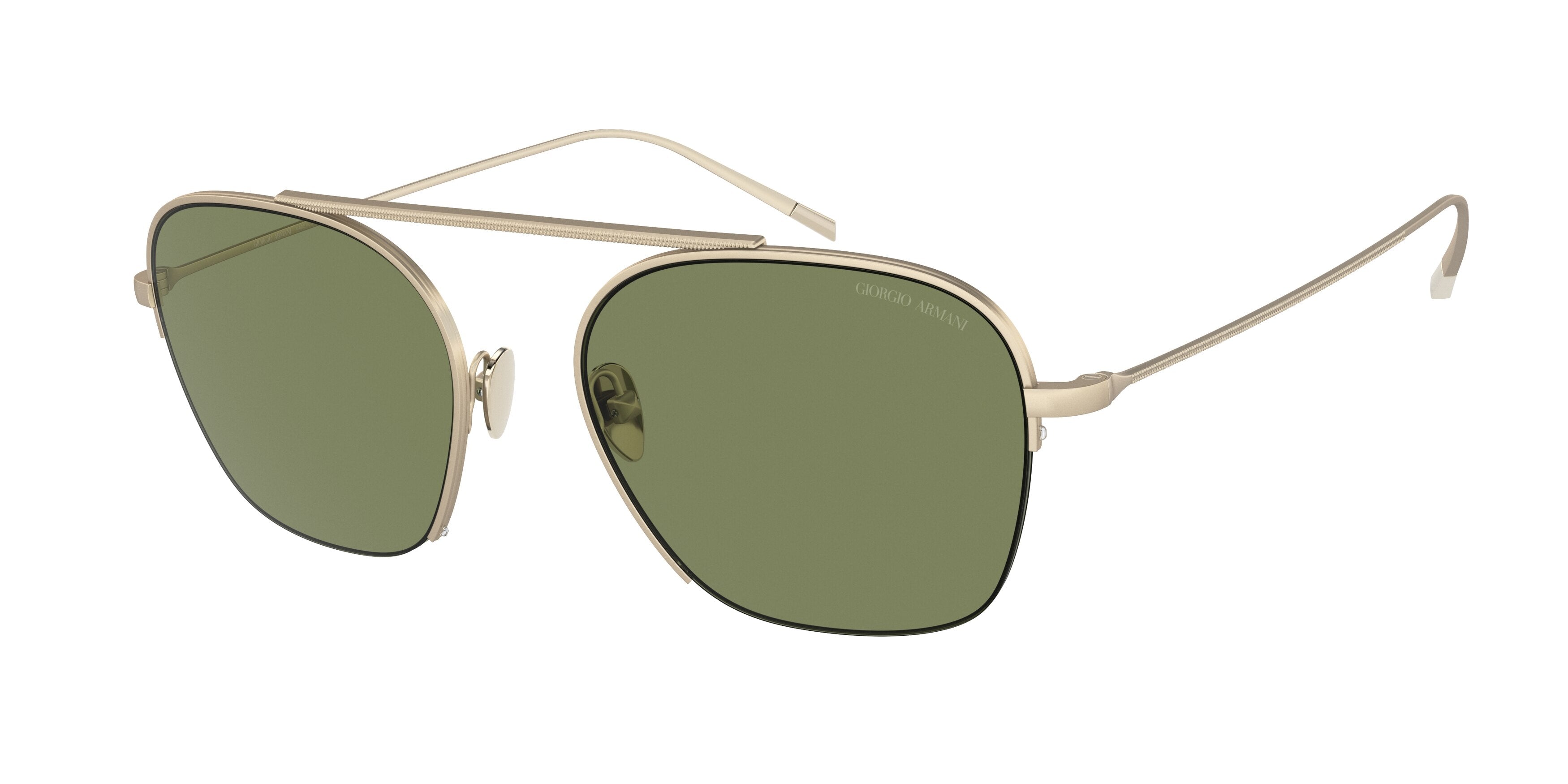 Giorgio Armani AR6124 Square Sunglasses  30022A-Matte Pale Gold 55-145-19 - Color Map Gold