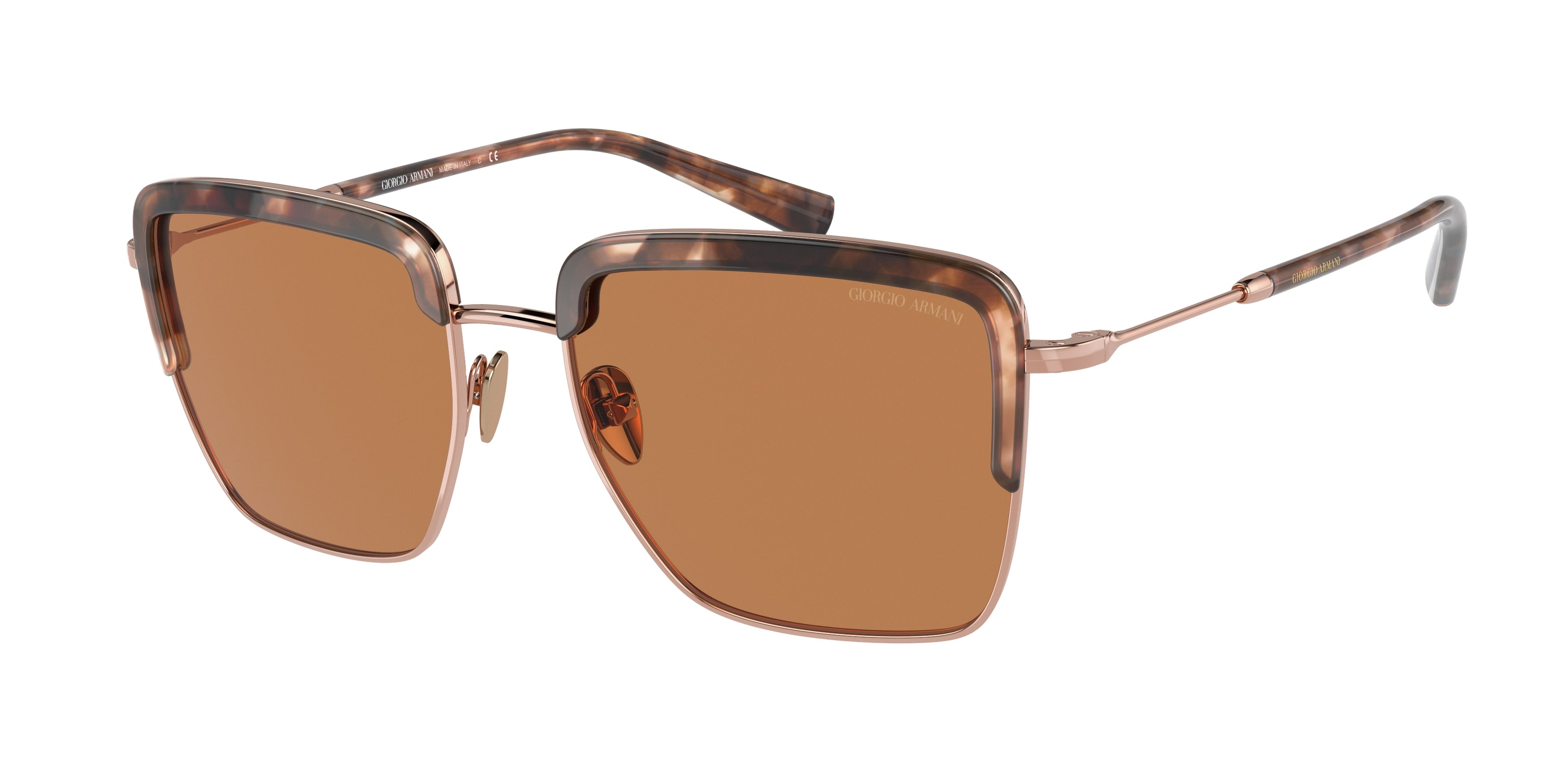 Giorgio Armani AR6126 Square Sunglasses  301173-Rose Gold /Tortoise 54-140-17 - Color Map Gold