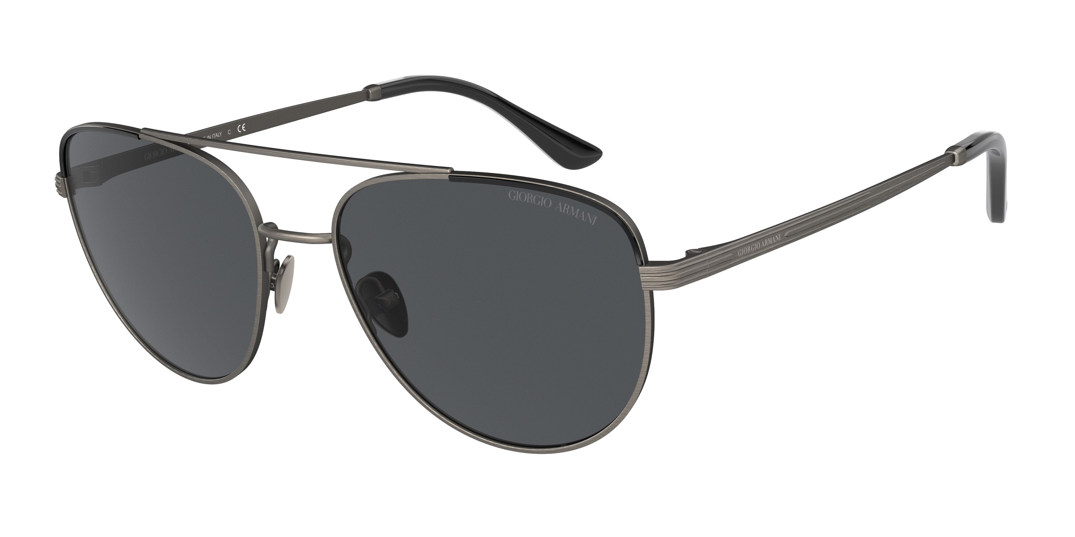 Giorgio Armani AR6134J Pilot Sunglasses  326087-Matte Gunmetal/Black 57-145-18 - Color Map Grey