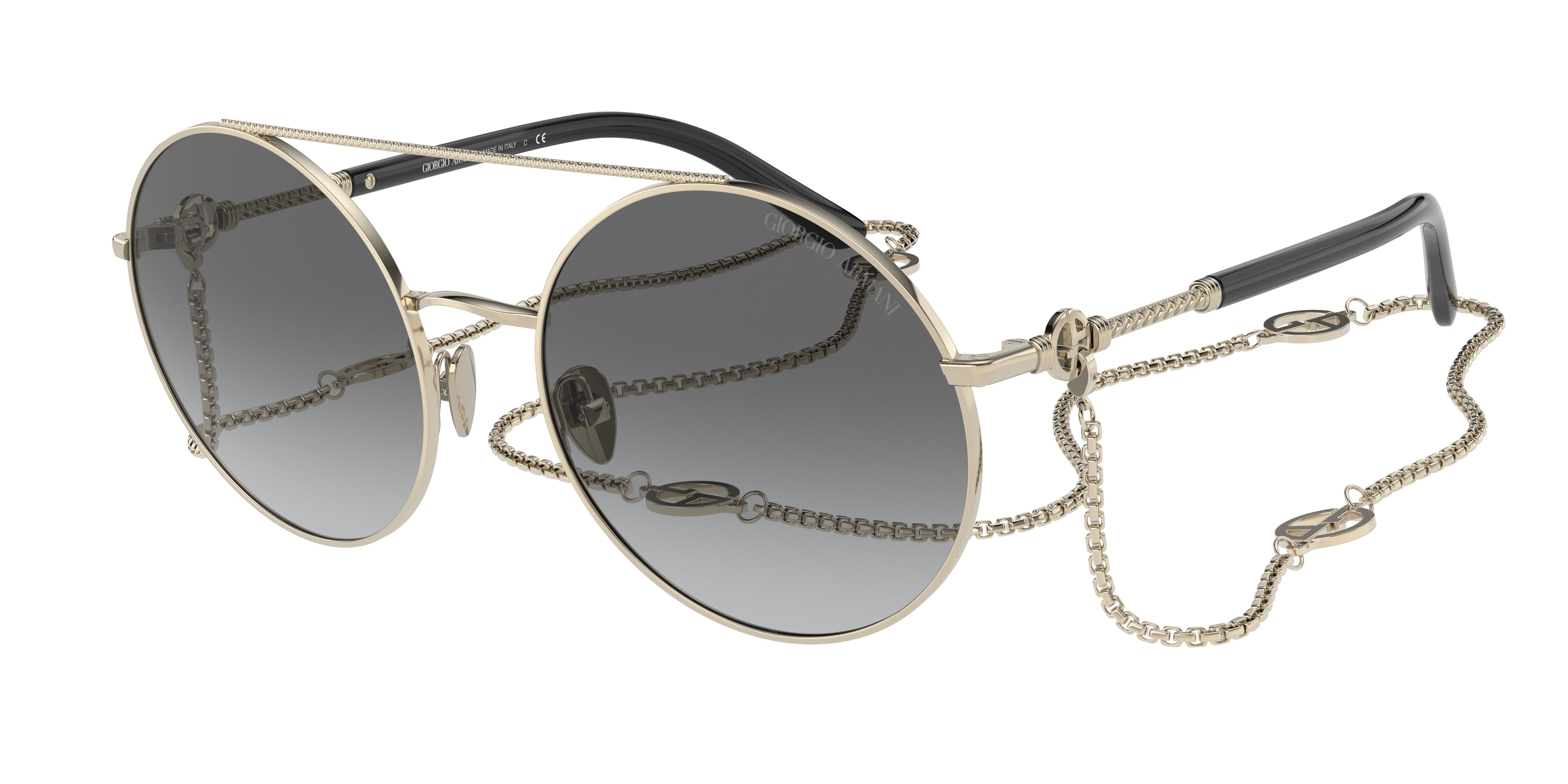 Giorgio Armani AR6135 Round Sunglasses  301311-Pale Gold 56-140-19 - Color Map Gold