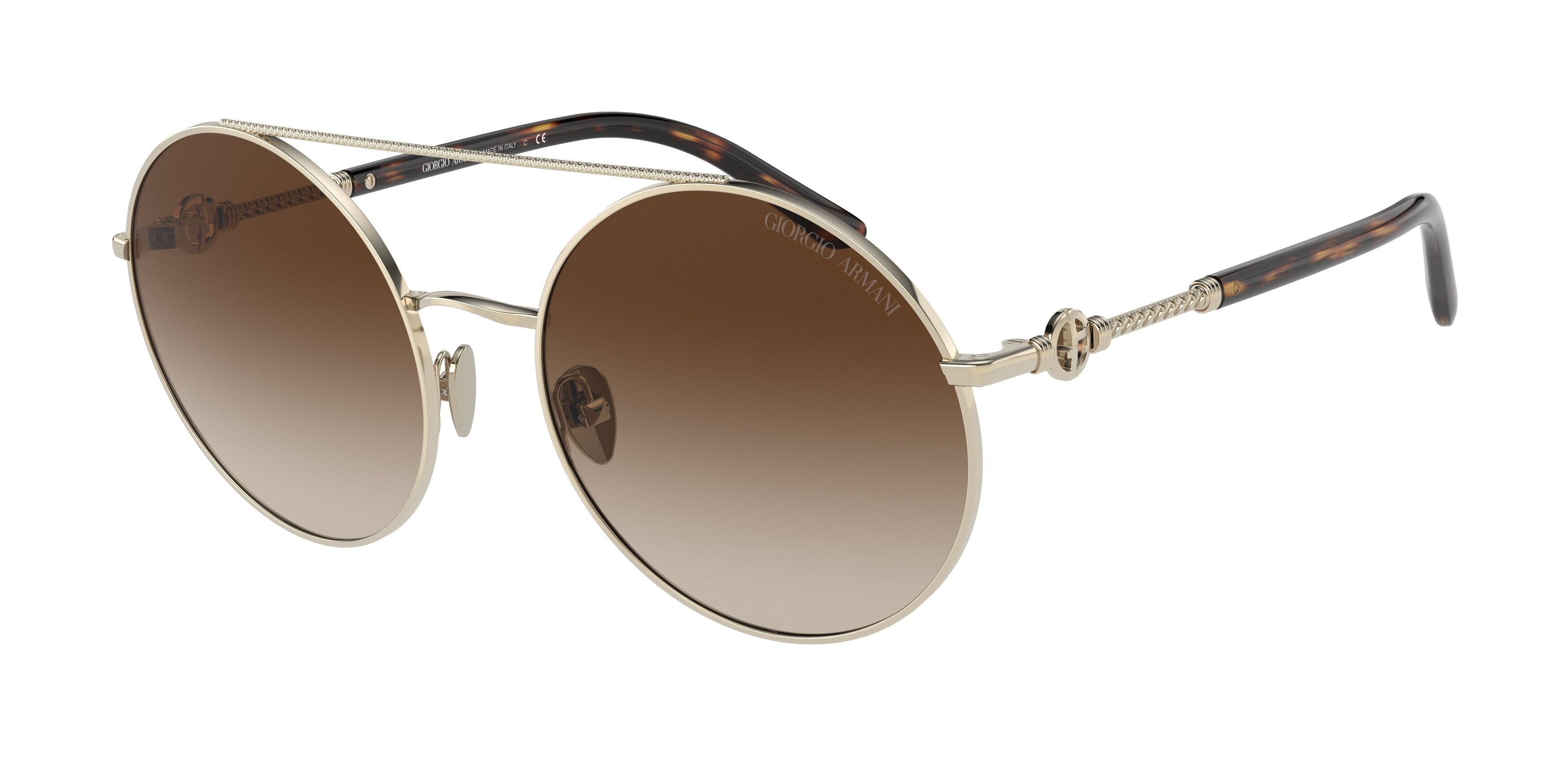 Giorgio Armani AR6135 Round Sunglasses  301313-Pale Gold 56-140-19 - Color Map Gold