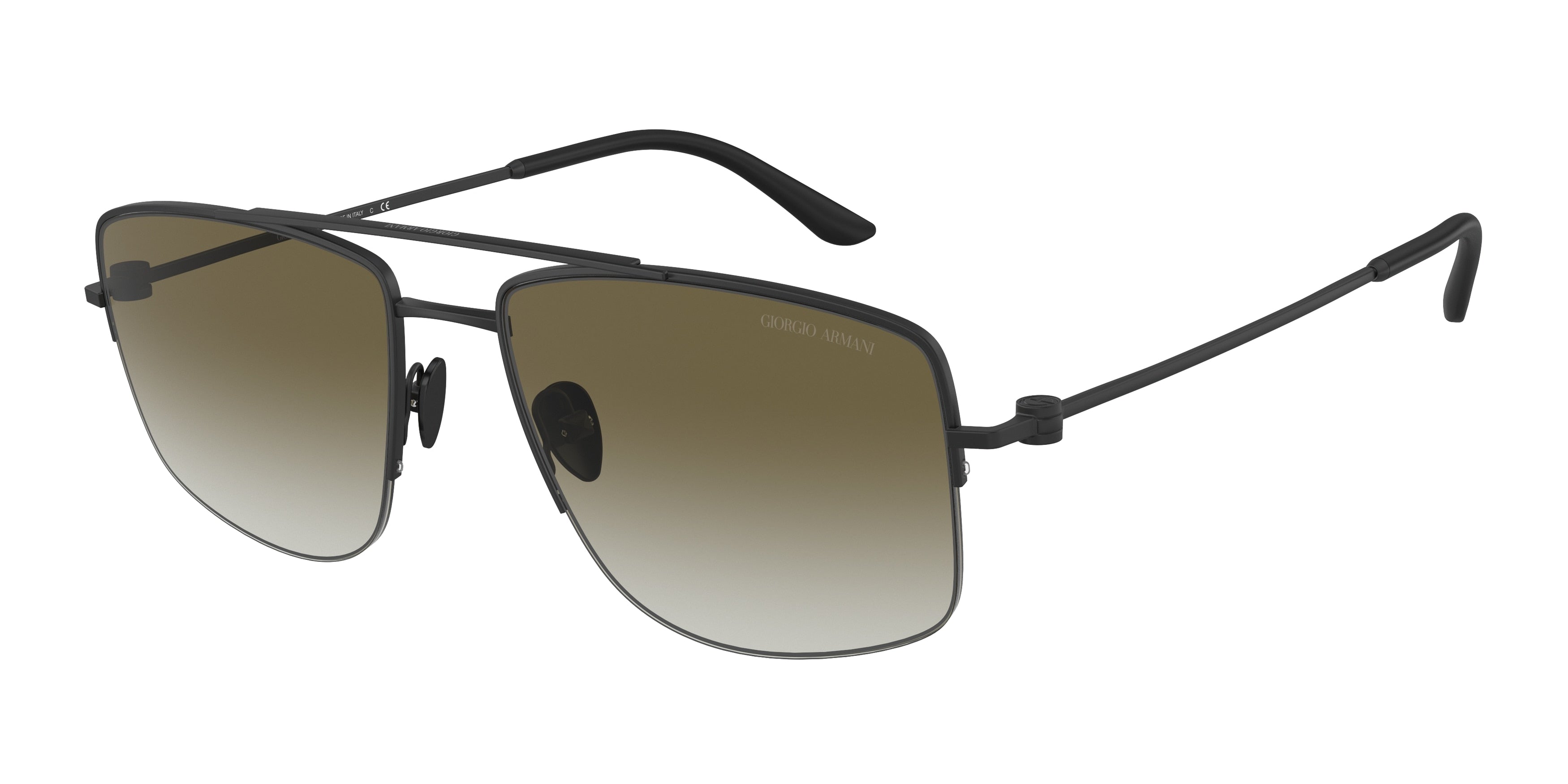Giorgio Armani AR6137 Rectangle Sunglasses  30018E-Matte Black 57-145-18 - Color Map Black