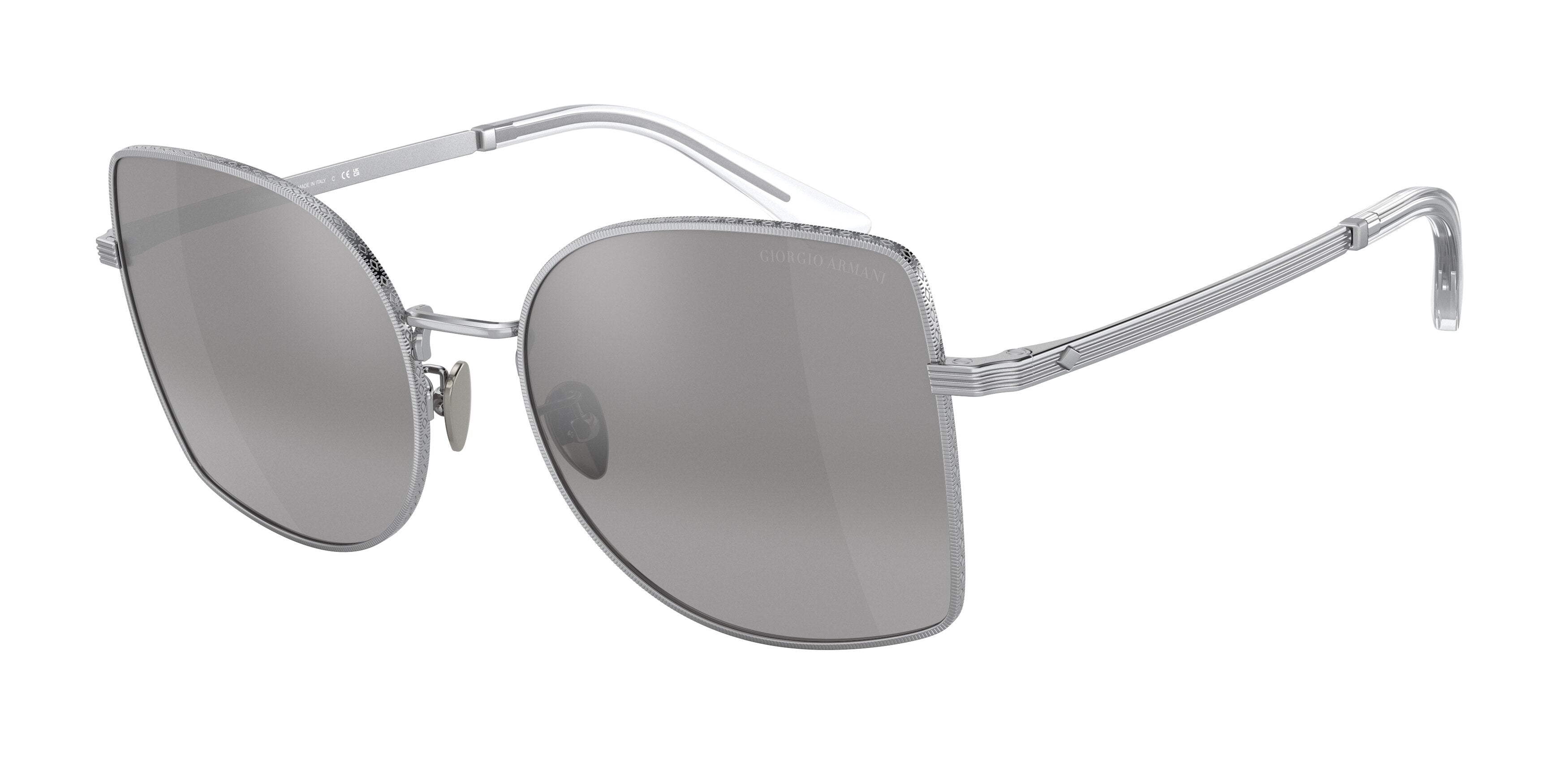 Giorgio Armani AR6141 Square Sunglasses  30156V-Silver 55-145-18 - Color Map Silver