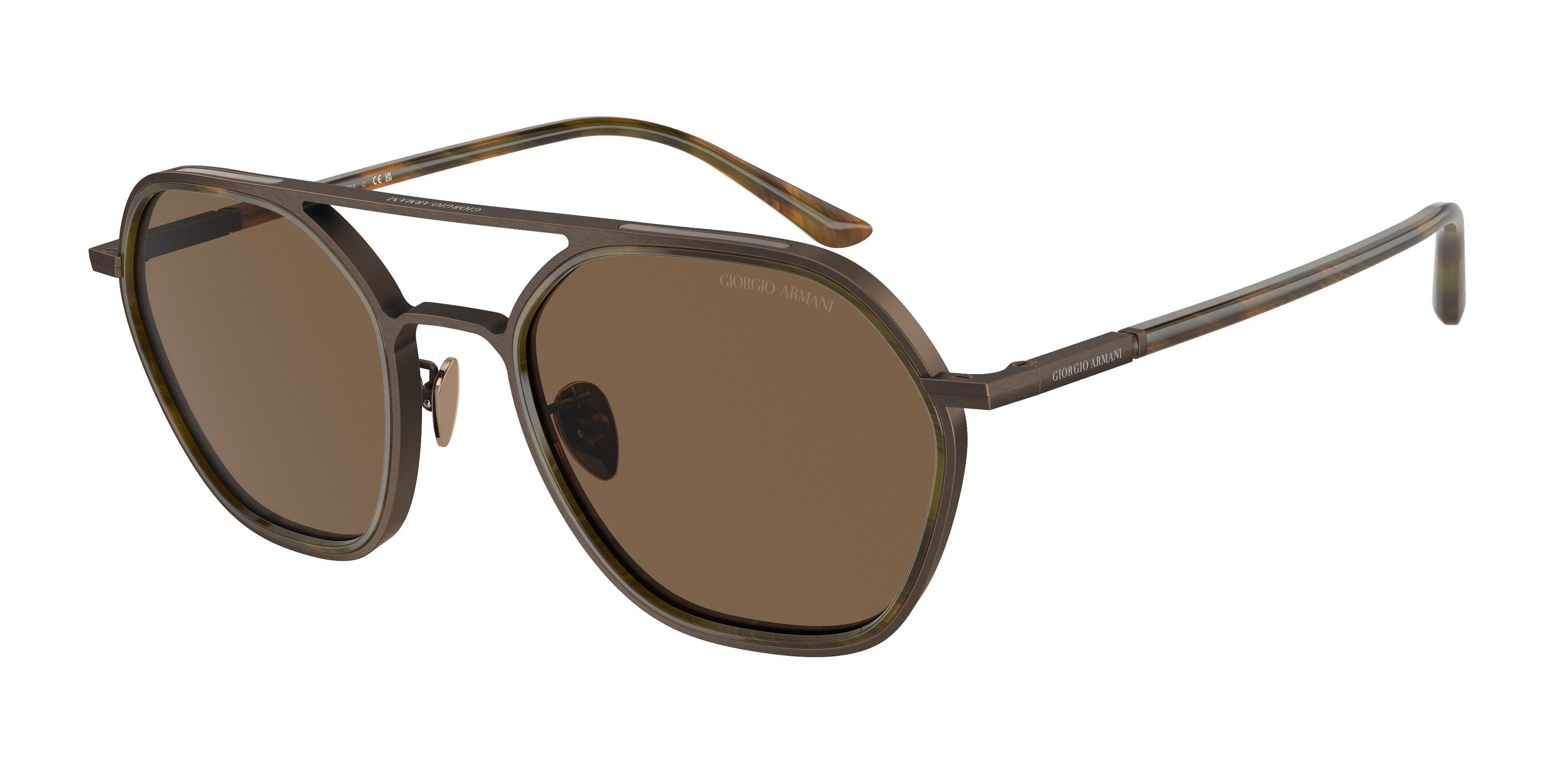 Giorgio Armani AR6145 Pillow Sunglasses  326073-Brushed Bronze 53-145-21 - Color Map Brown