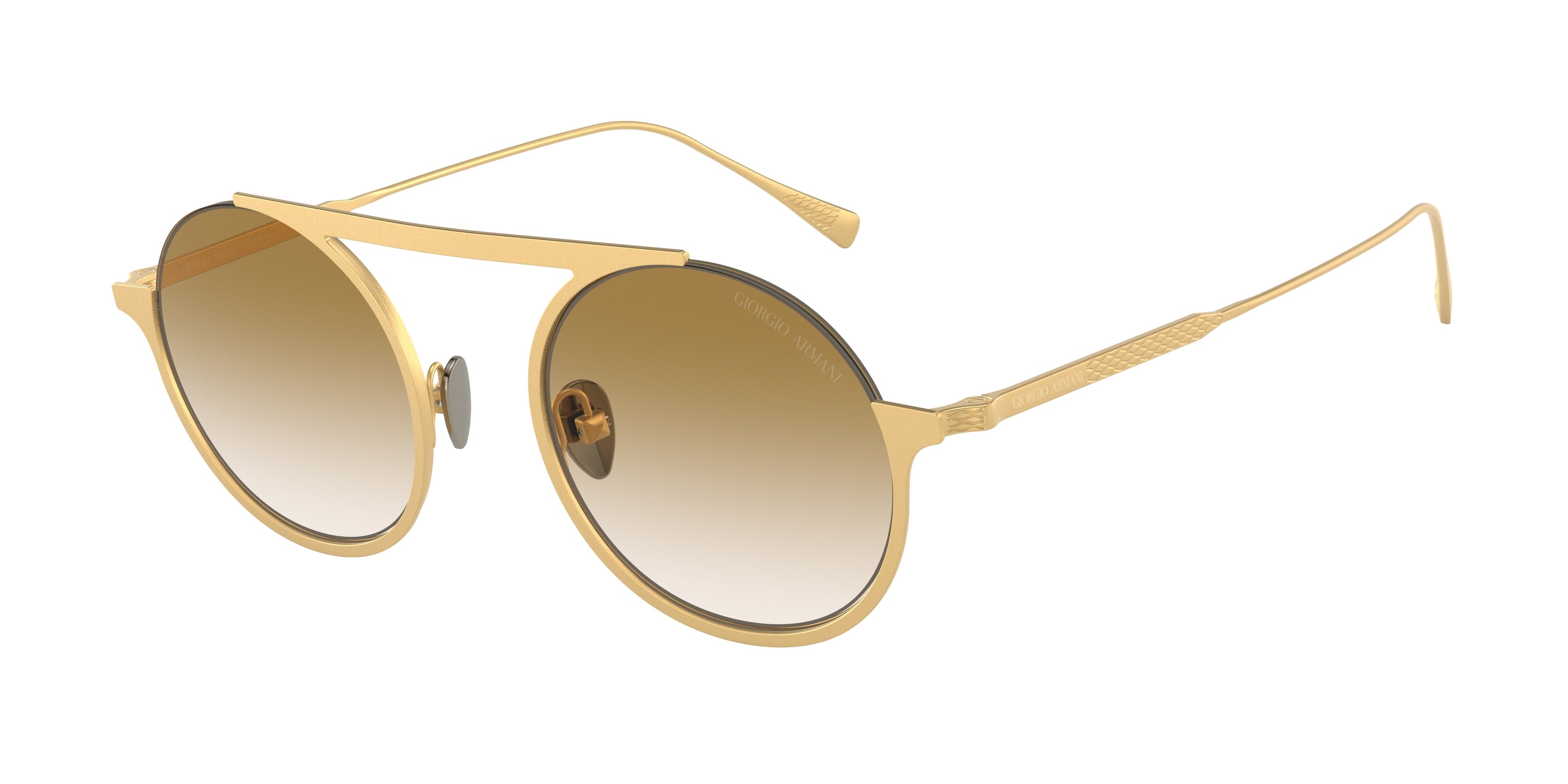 Giorgio Armani AR6146 Round Sunglasses  335013-Matte Pale Gold 47-145-21 - Color Map Gold