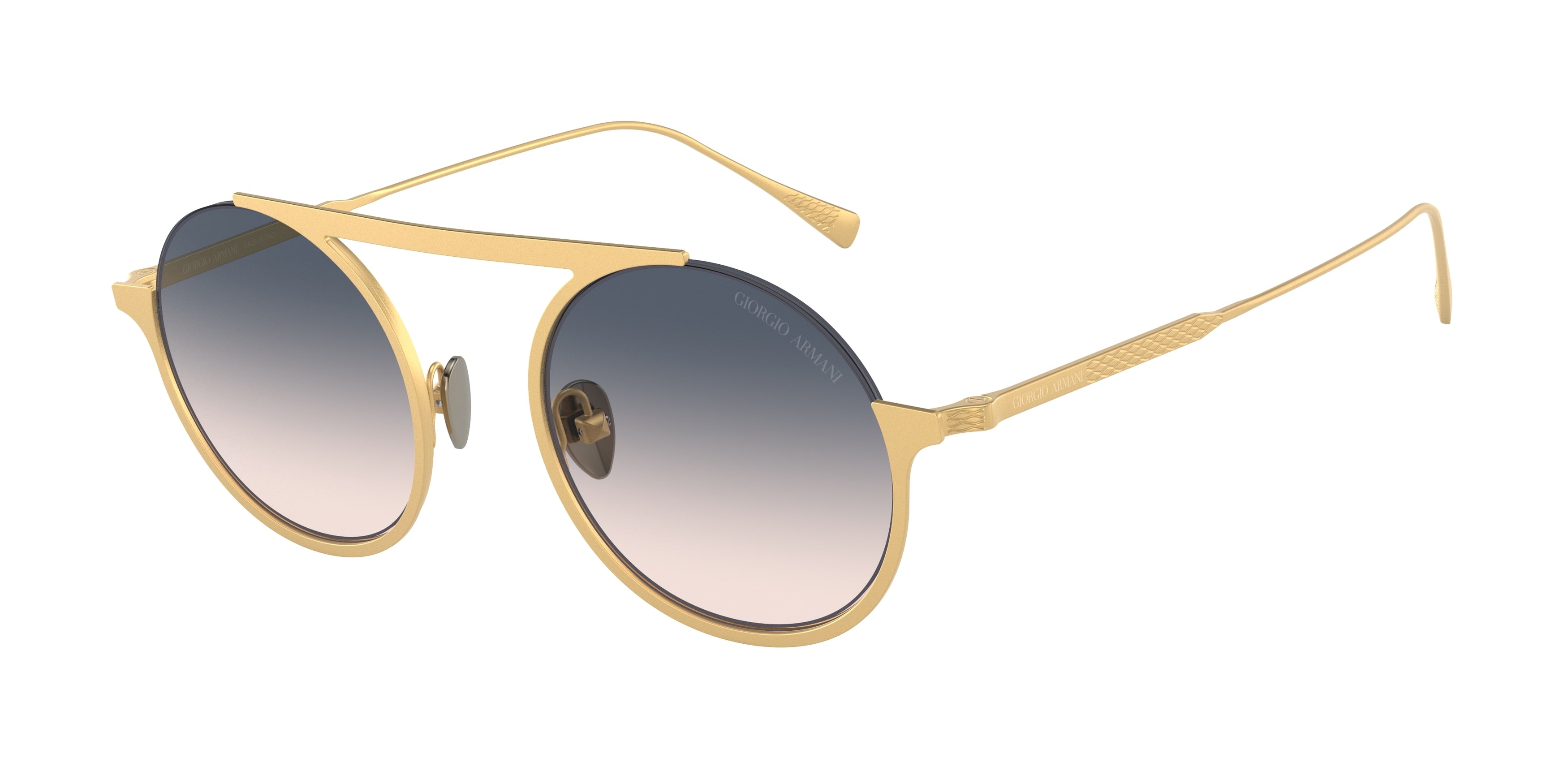 Giorgio Armani AR6146 Round Sunglasses  3350I9-Matte Pale Gold 47-145-21 - Color Map Gold