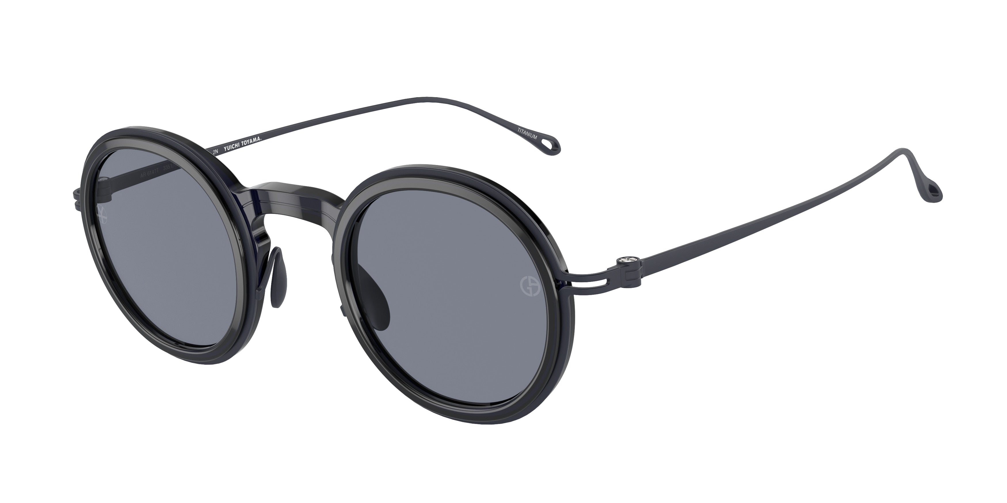 Giorgio Armani AR6147T Round Sunglasses  335119-Shiny Transparent Blue 43-145-26 - Color Map Blue