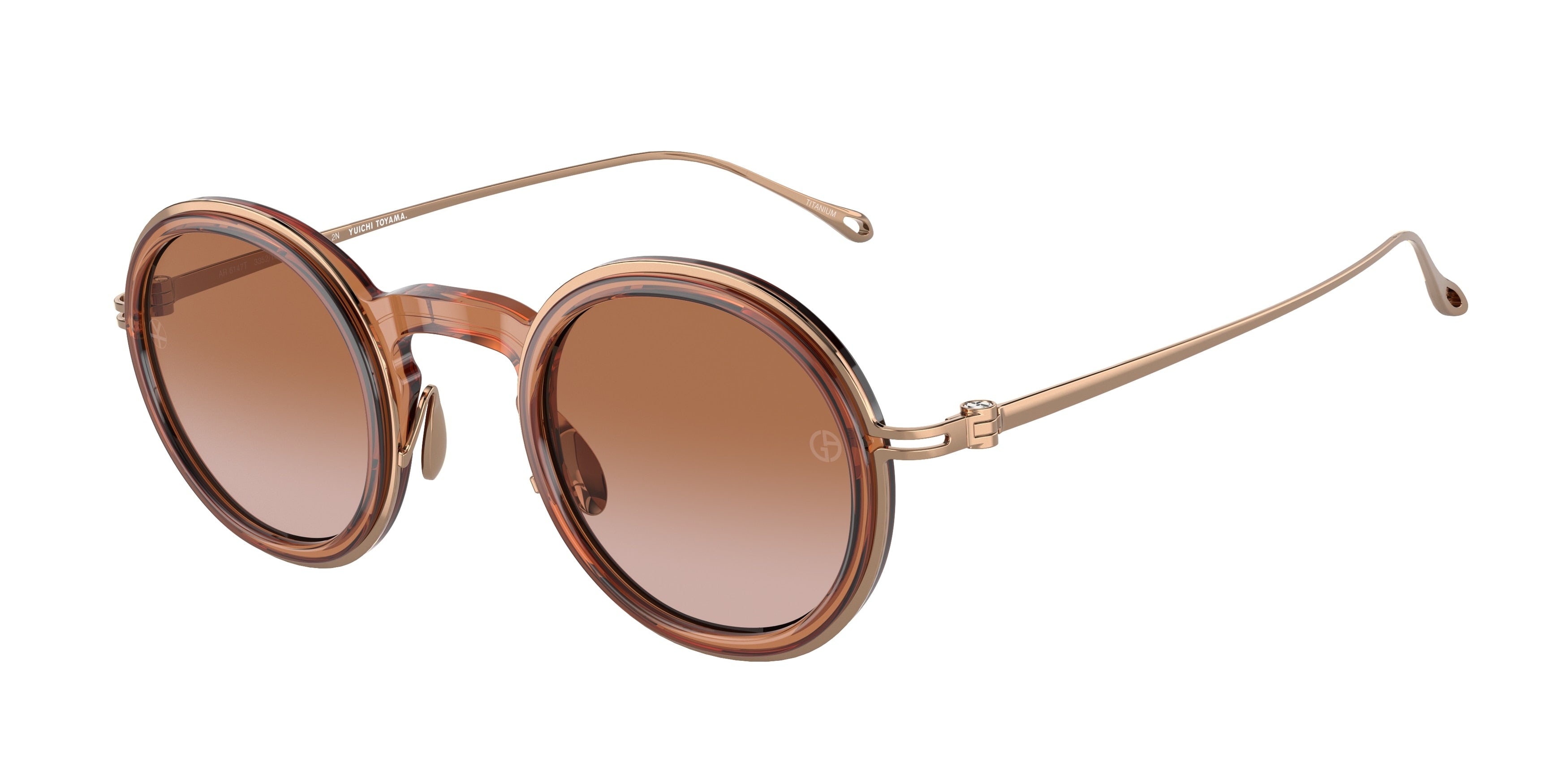 Giorgio Armani AR6147T Round Sunglasses  335213-Shiny Transparent Brown 43-145-26 - Color Map Brown