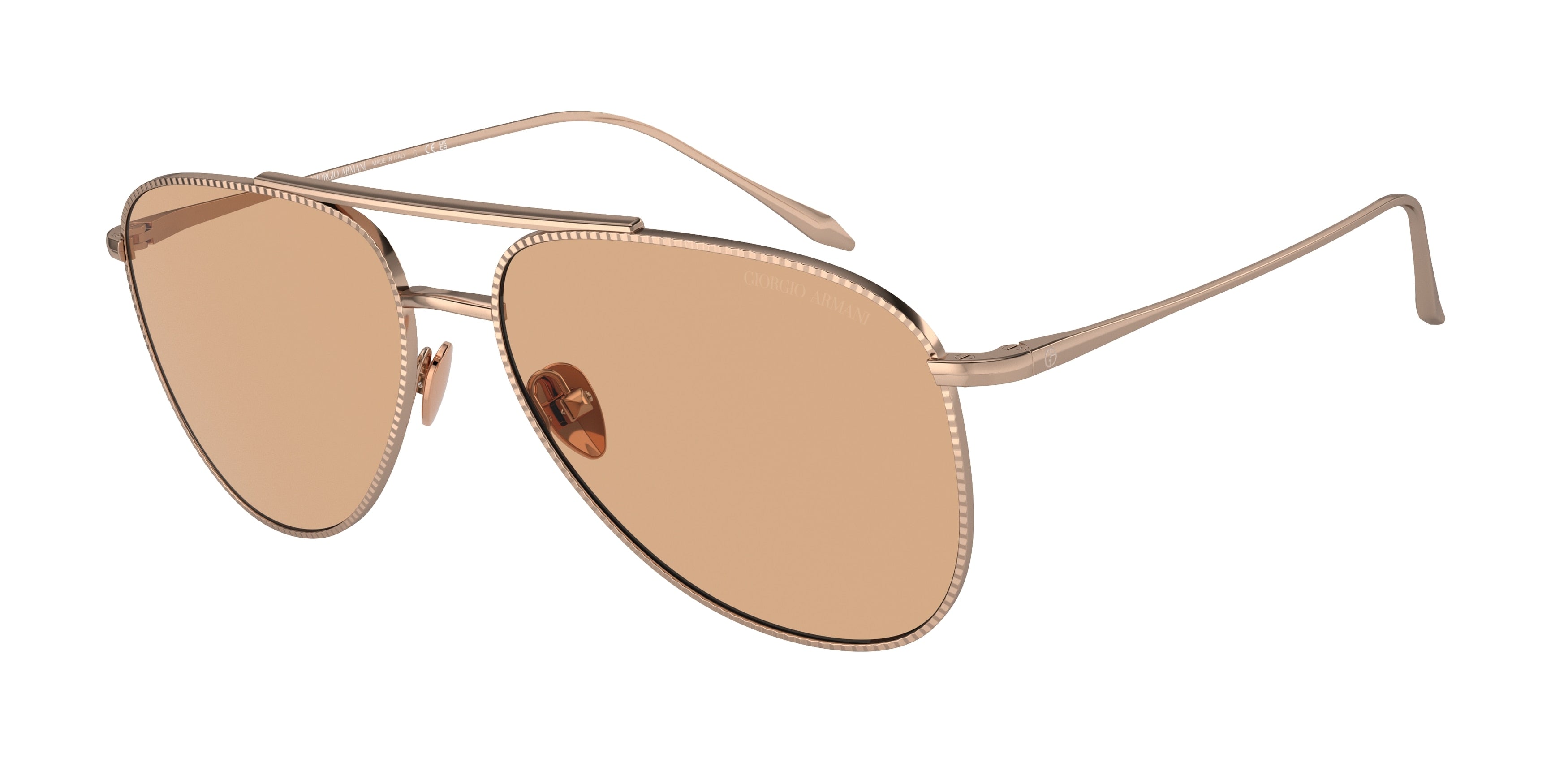 Giorgio Armani AR6152 Pilot Sunglasses  301193-Rose Gold 57-140-15 - Color Map Gold