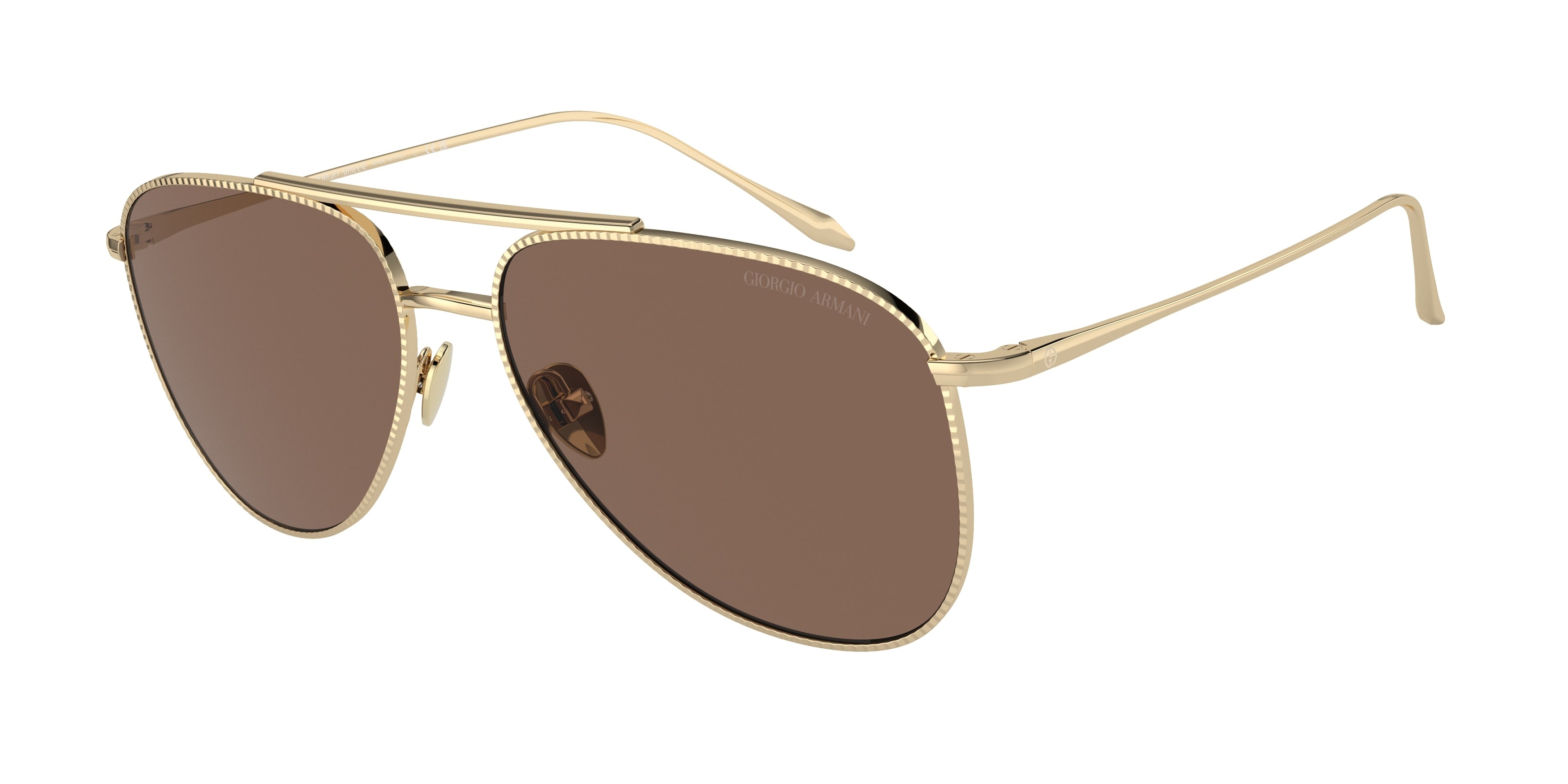 Giorgio Armani AR6152 Pilot Sunglasses  301373-Pale Gold 57-140-15 - Color Map Gold