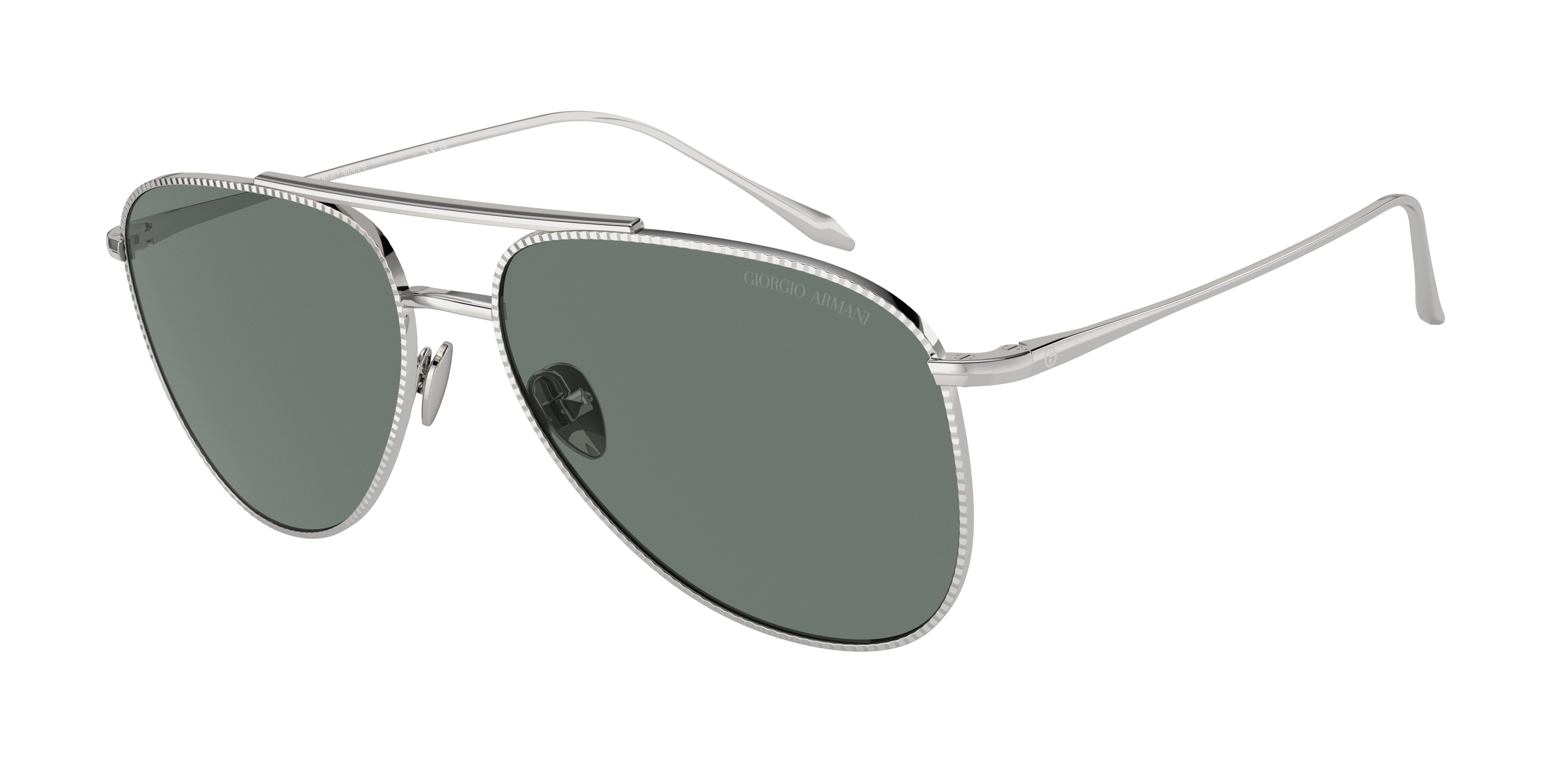 Giorgio Armani AR6152 Pilot Sunglasses  301511-Silver 57-140-15 - Color Map Silver