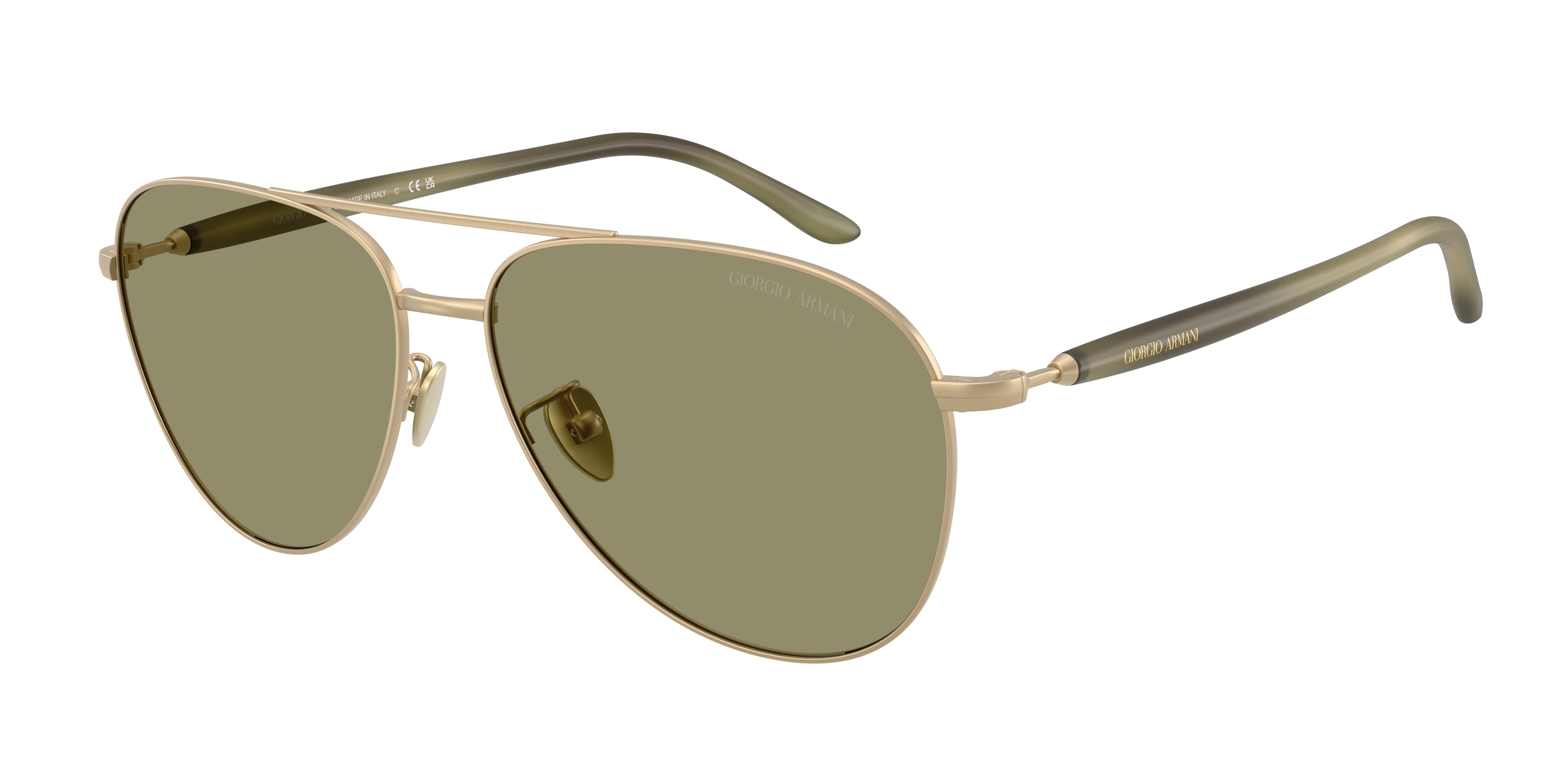 Giorgio Armani AR6162 Pilot Sunglasses  30022A-Matte Pale Gold 58-145-14 - Color Map Gold
