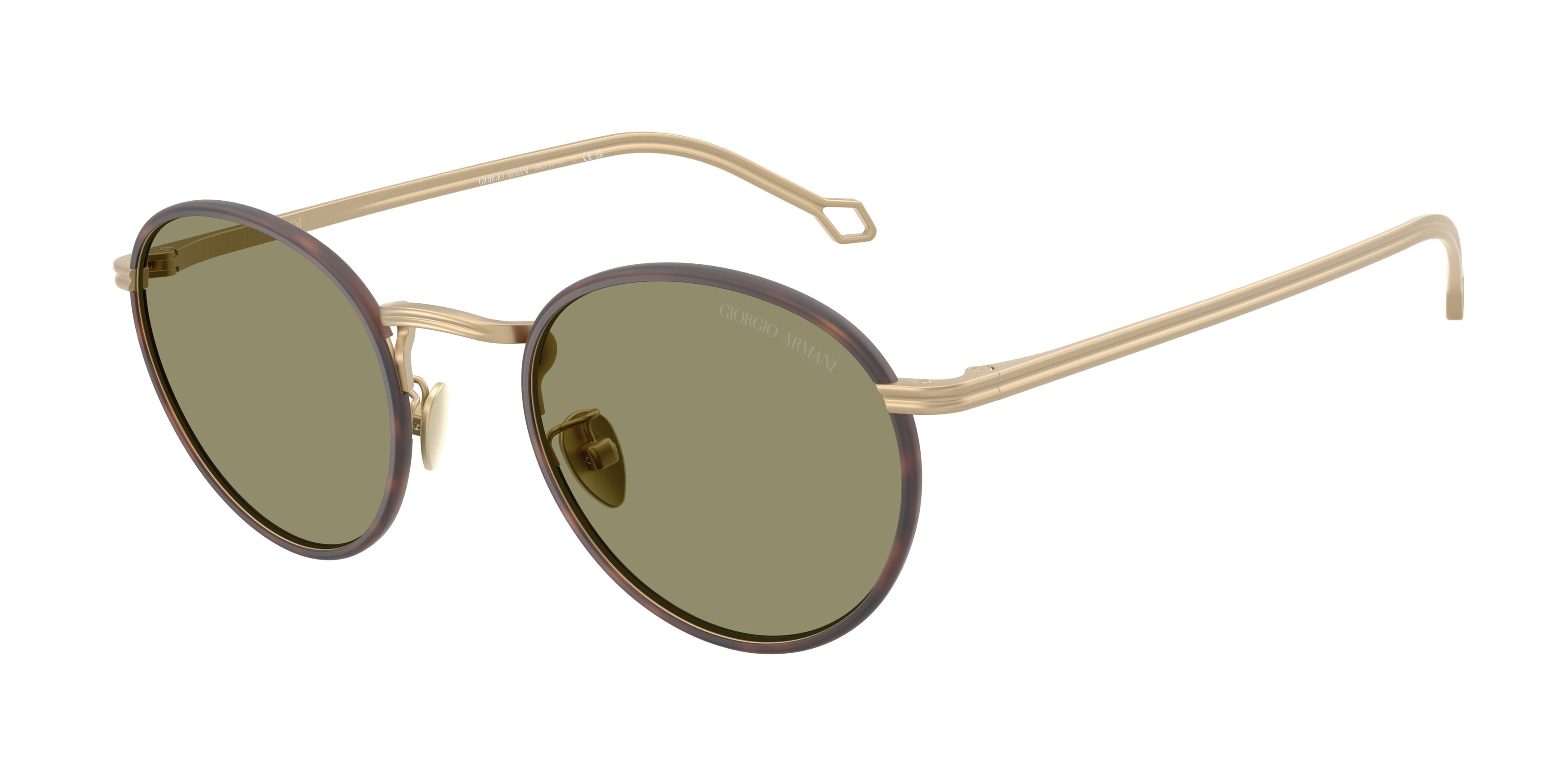 Giorgio Armani AR6163J Round Sunglasses  30022A-Matte Pale Gold 49-145-22 - Color Map Gold