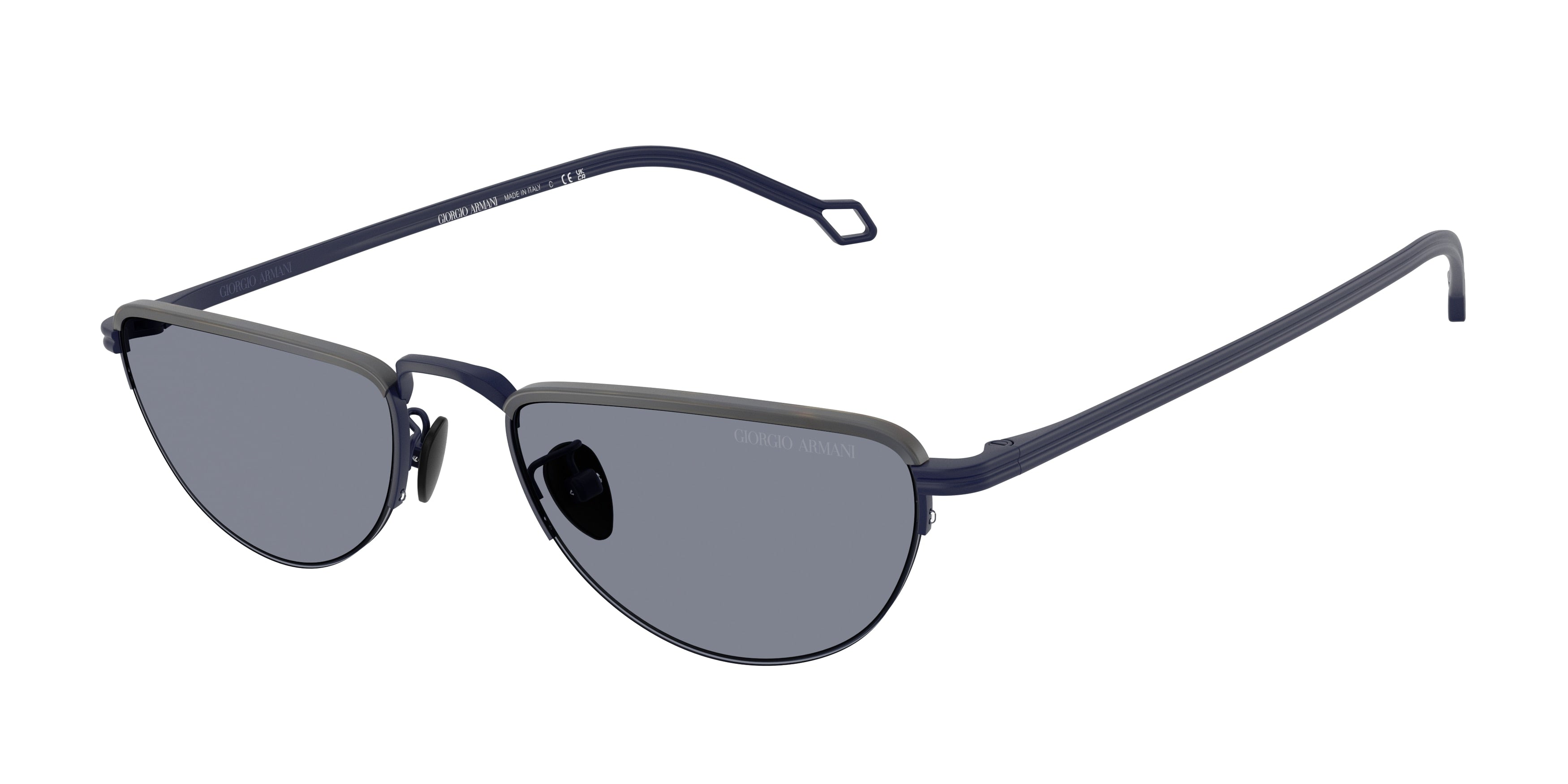 Giorgio Armani AR6166J Butterfly Sunglasses  334219-Matte Blue 53-145-19 - Color Map Blue