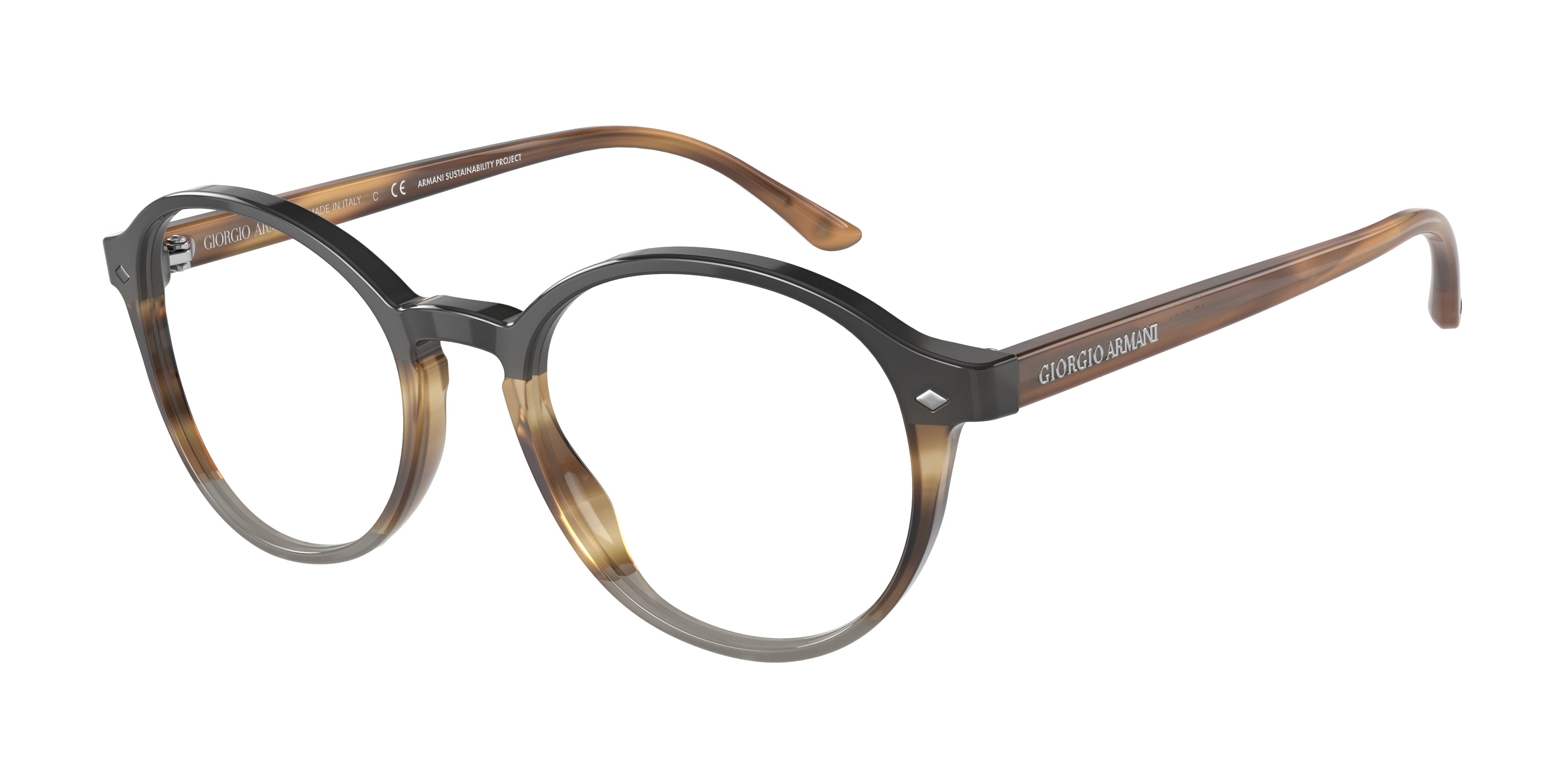 Giorgio Armani AR7004 Phantos Eyeglasses  5912-Striped Brown 49-145-19 - Color Map Tortoise