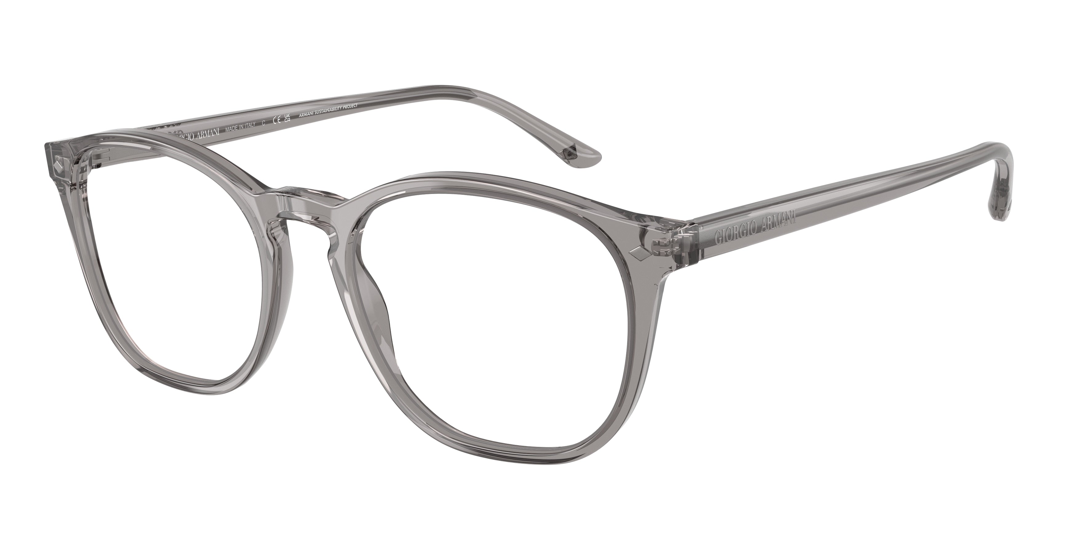 Giorgio Armani AR7074 Phantos Eyeglasses  6070-Transparent Grey 50-145-19 - Color Map Grey