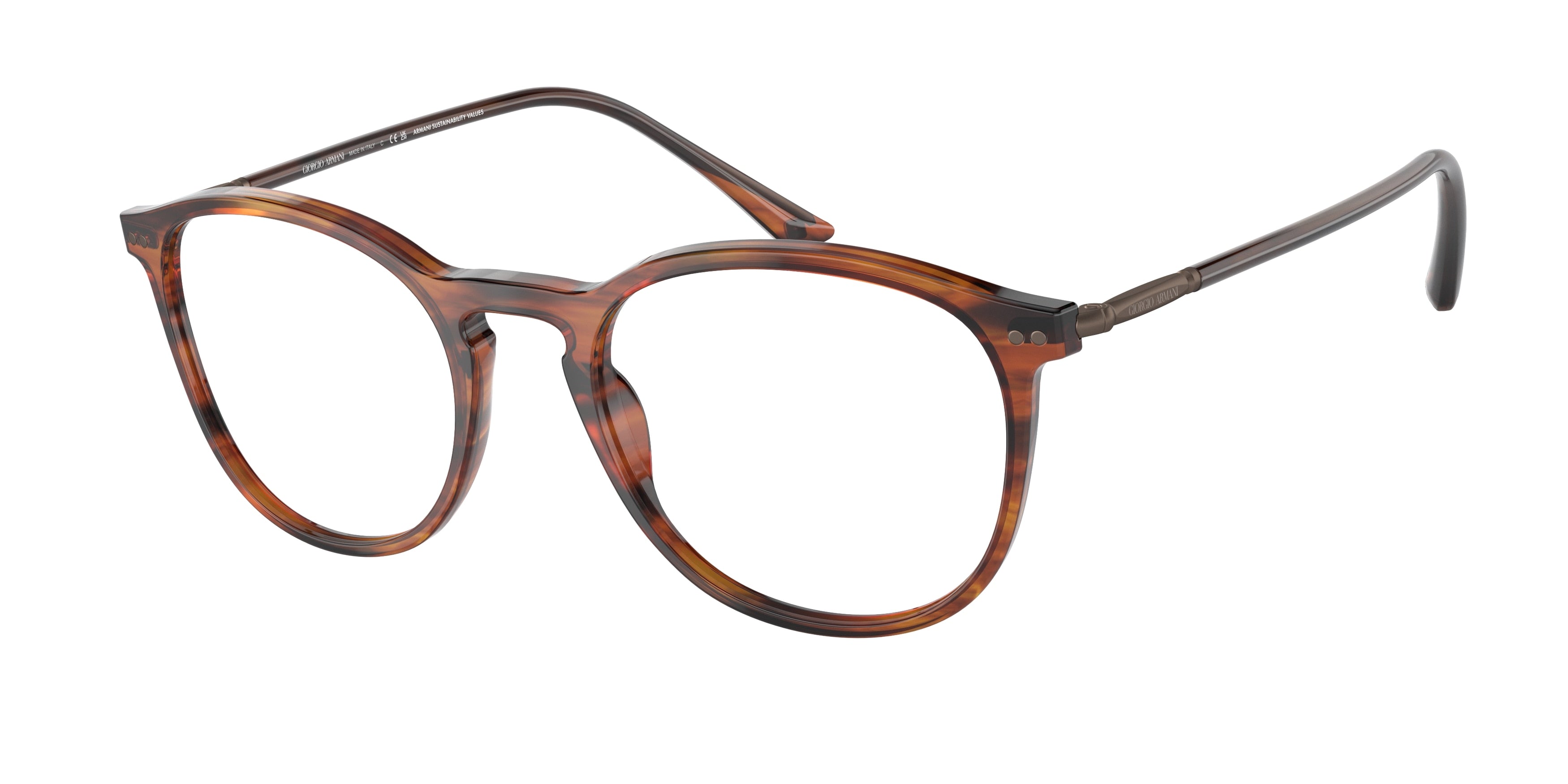 Giorgio Armani AR7125 Phantos Eyeglasses  5941-Striped Brown 50-145-20 - Color Map Tortoise