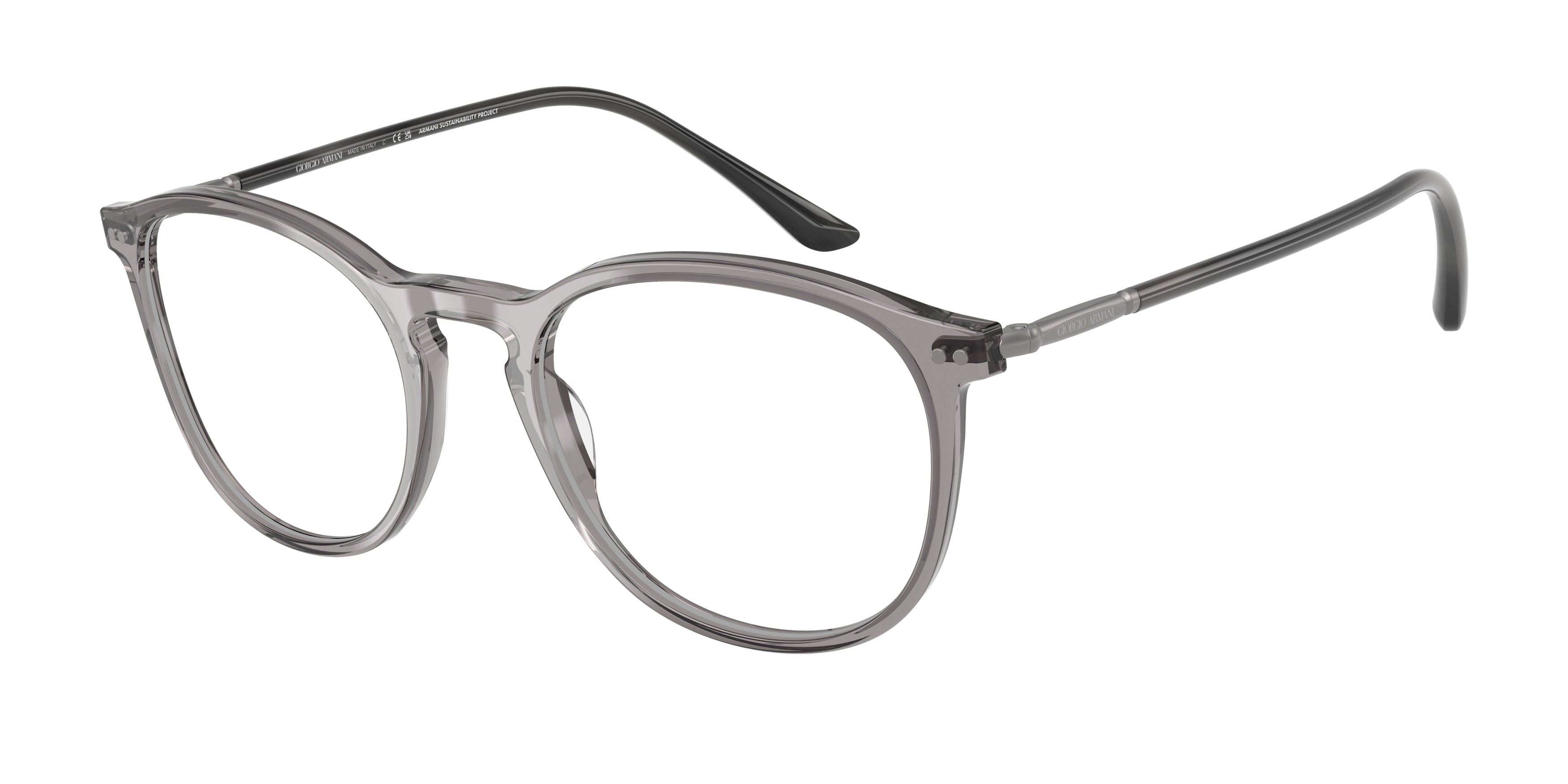 Giorgio Armani AR7125 Phantos Eyeglasses  6070-Transparent Grey 52-145-20 - Color Map Grey