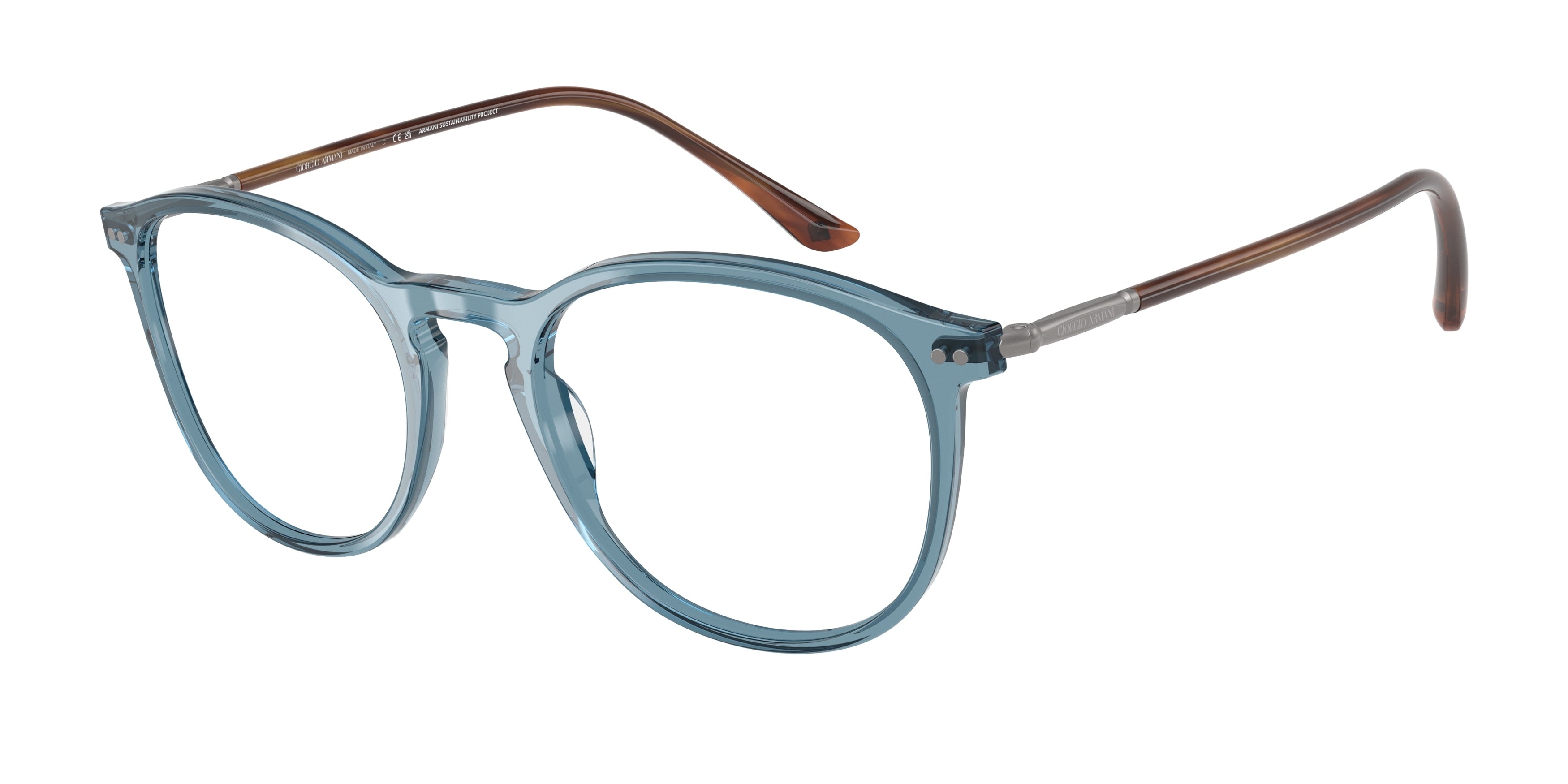 Giorgio Armani AR7125 Phantos Eyeglasses  6071-Transparent Blue 52-145-20 - Color Map Blue
