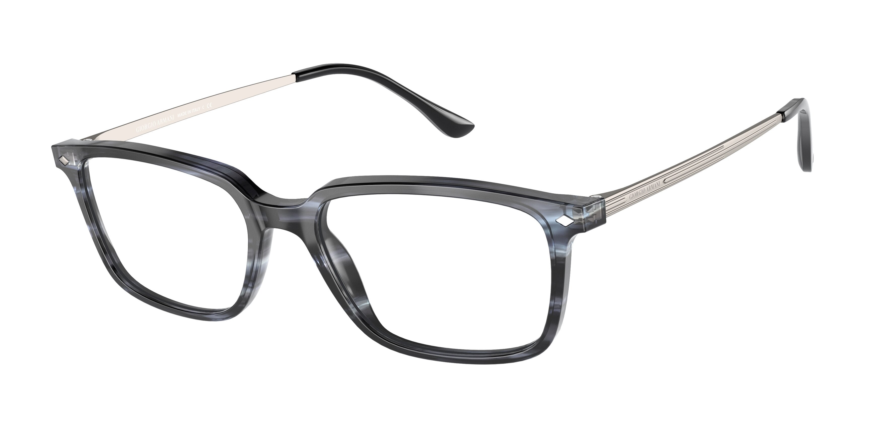 Giorgio Armani AR7183 Rectangle Eyeglasses  5595-Shiny Stripped Grey 53-145-17 - Color Map Grey