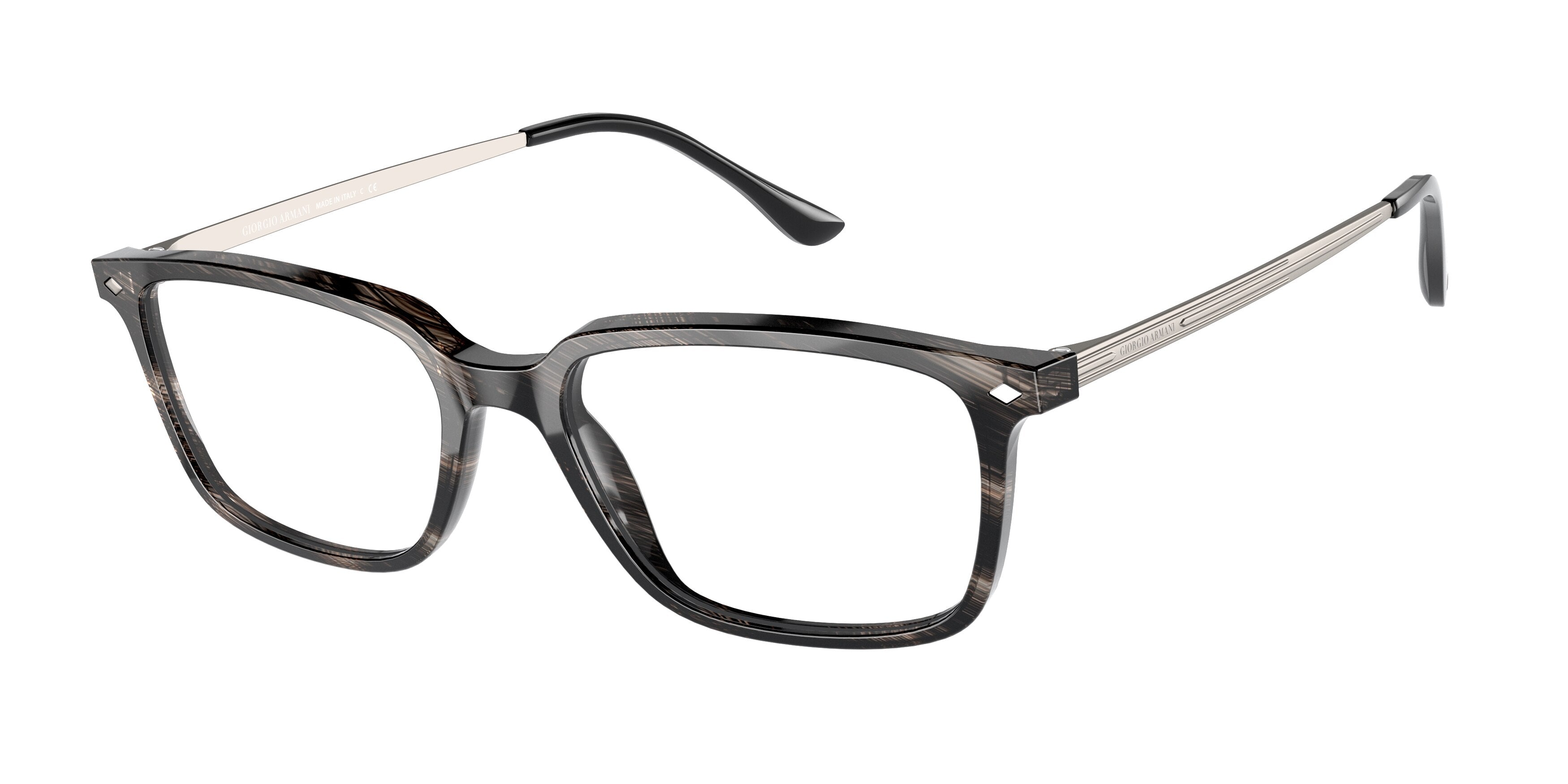 Giorgio Armani AR7183 Rectangle Eyeglasses  5622-Shiny Stripped Grey 55-150-17 - Color Map Grey