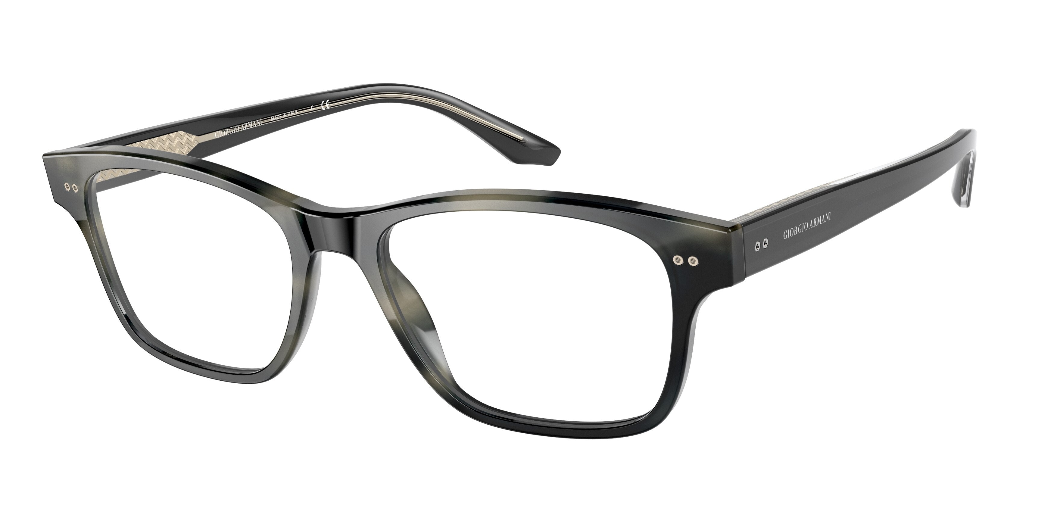 Giorgio Armani AR7195 Rectangle Eyeglasses  5572-Striped Grey 55-145-18 - Color Map Grey