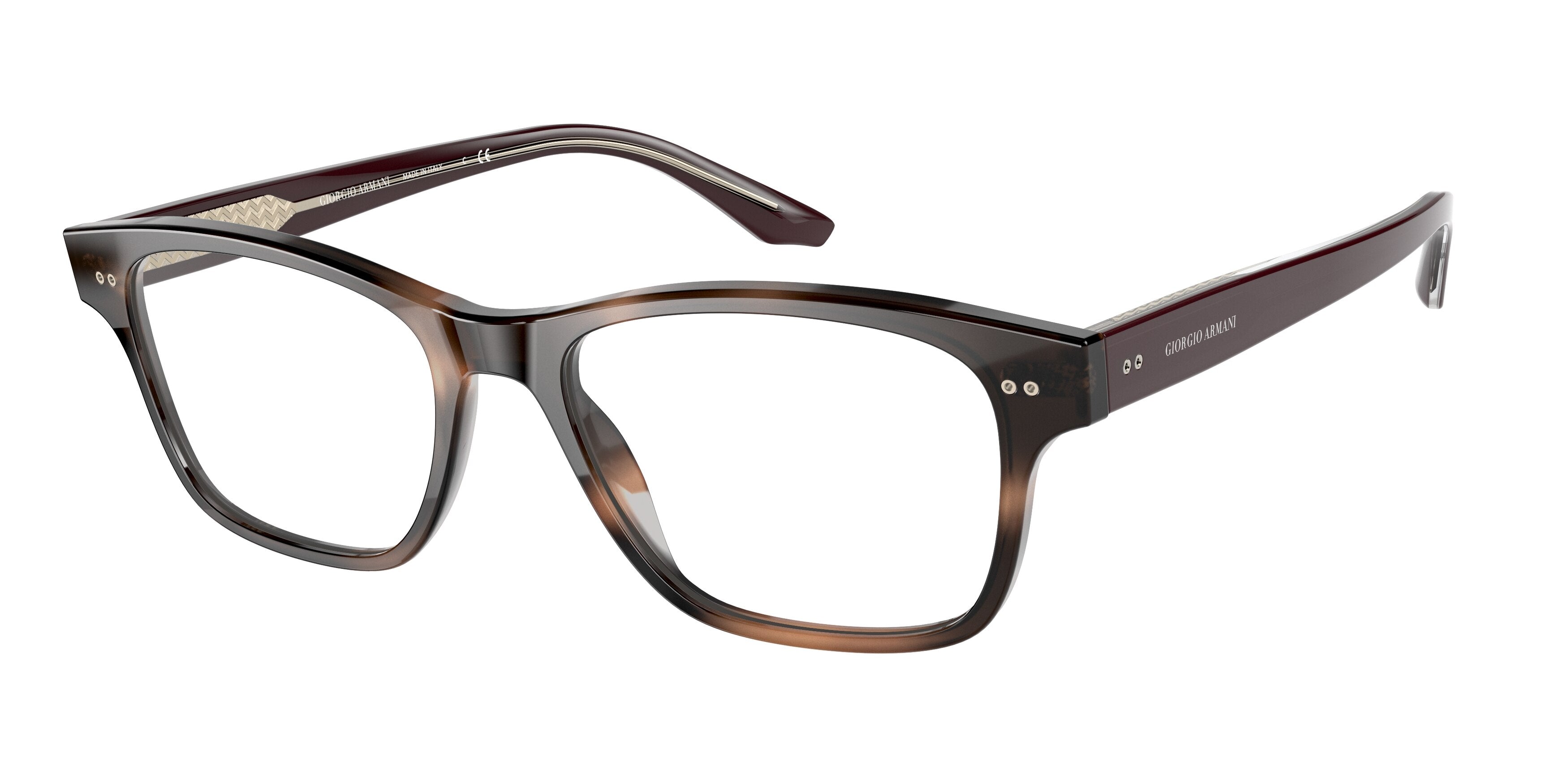 Giorgio Armani AR7195 Rectangle Eyeglasses  5734-Striped Dark Brown 55-145-18 - Color Map Brown