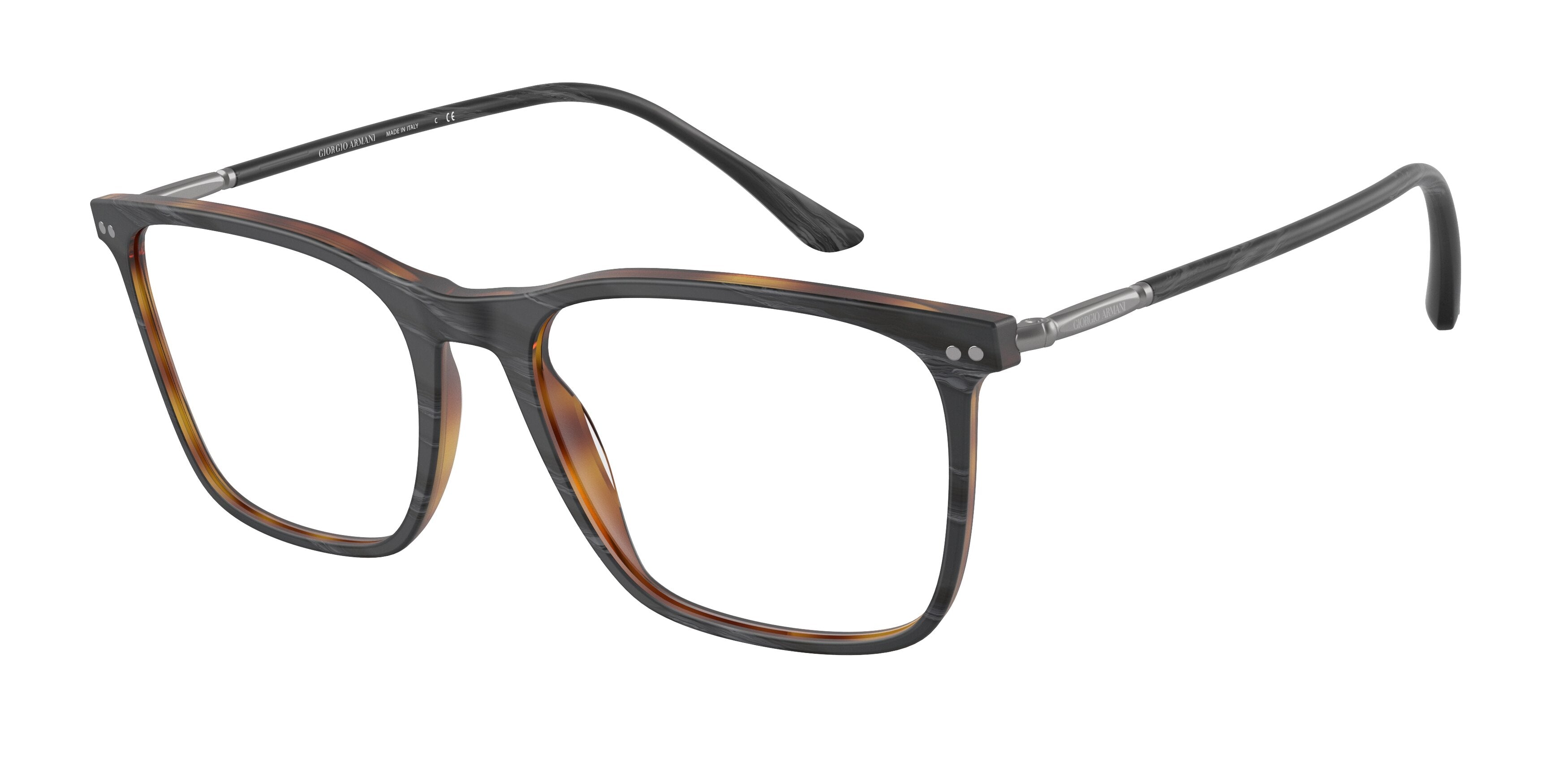 Giorgio Armani AR7197 Square Eyeglasses  5570-Matte Grey Horn 55-145-18 - Color Map Grey
