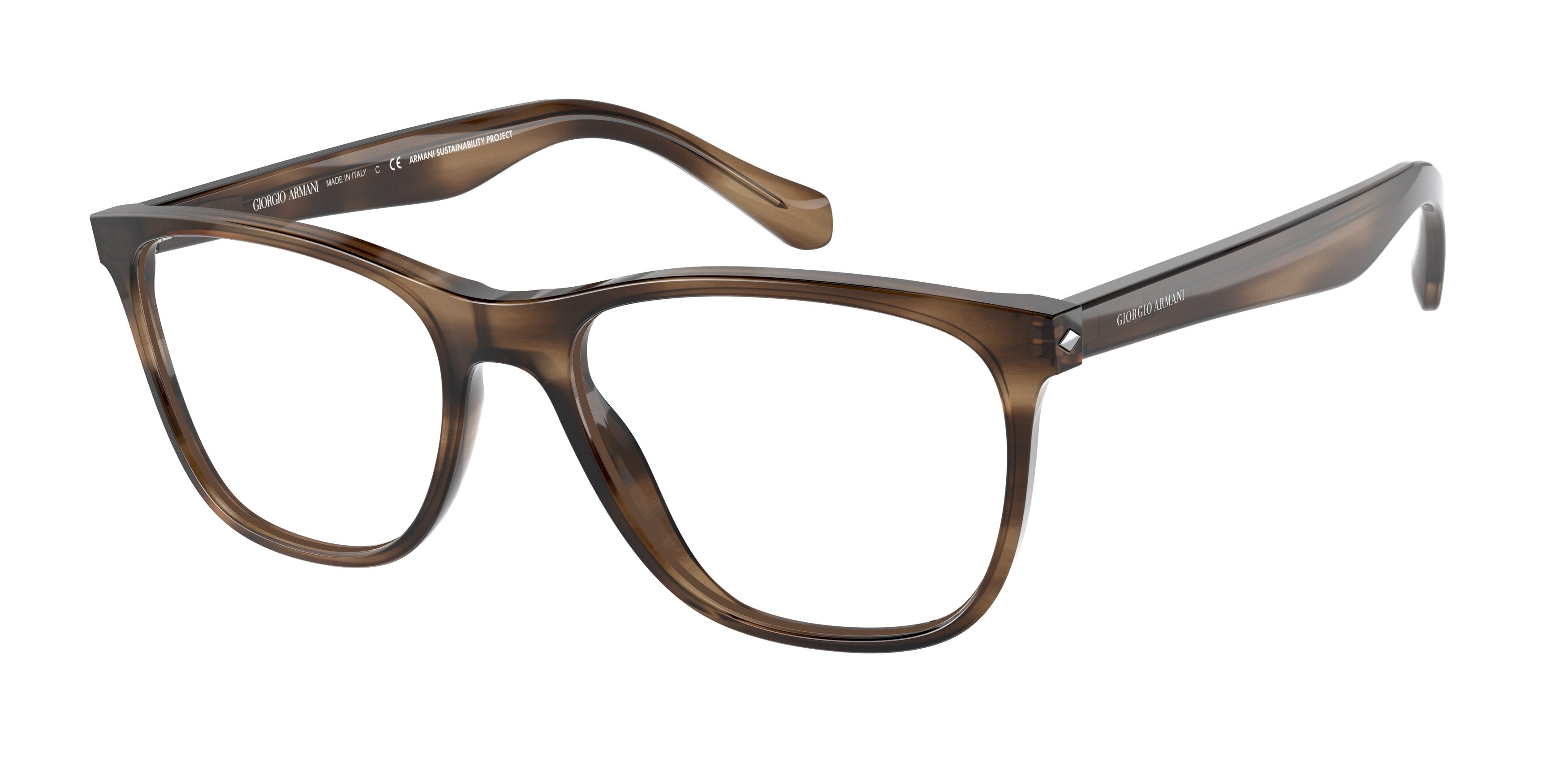 Giorgio Armani AR7211F Pillow Eyeglasses  5900-Stripped Brown 55-145-18 - Color Map Brown