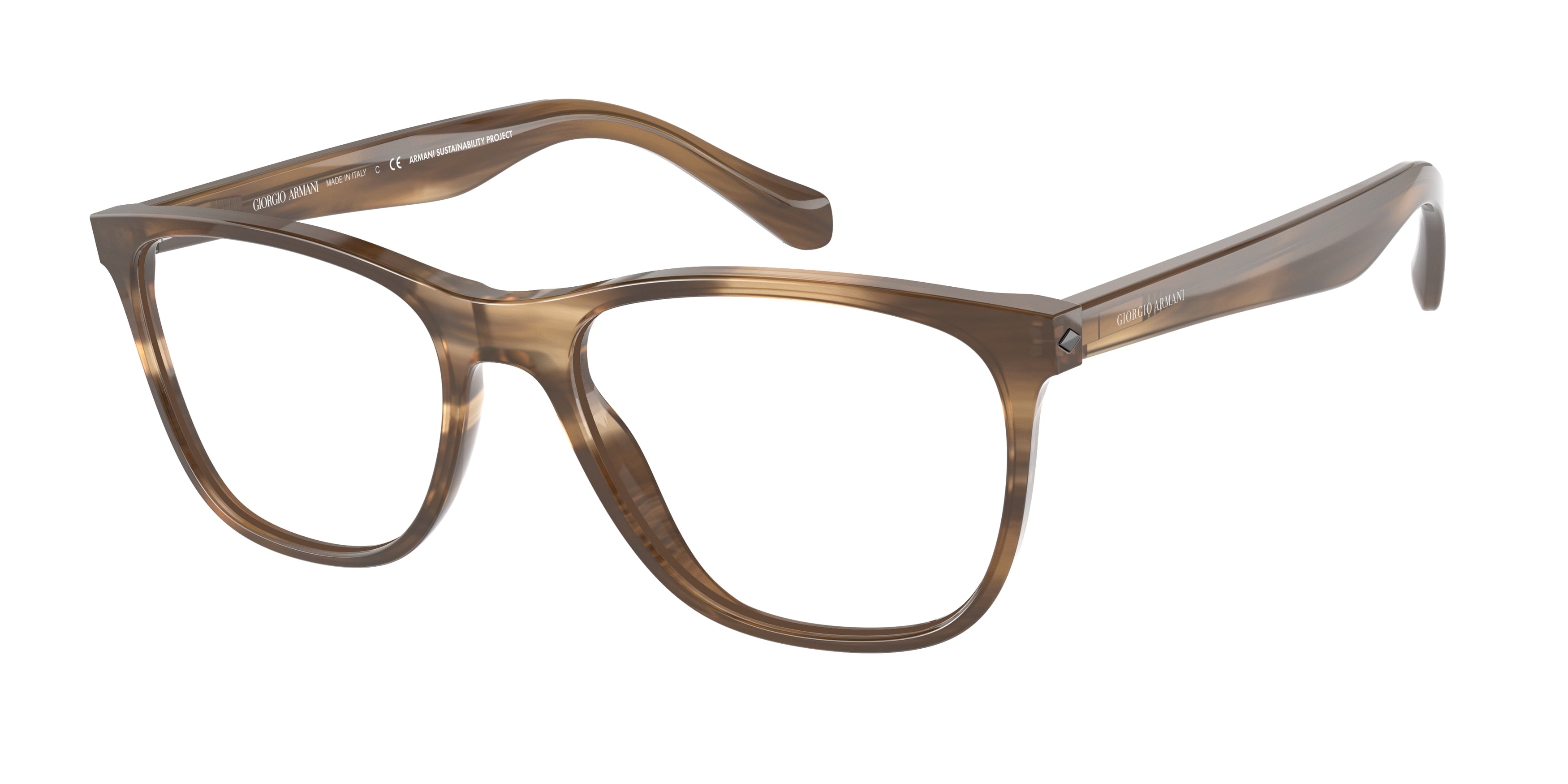 Giorgio Armani AR7211 Pillow Eyeglasses  5900-Striped Brown 55-145-18 - Color Map Tortoise