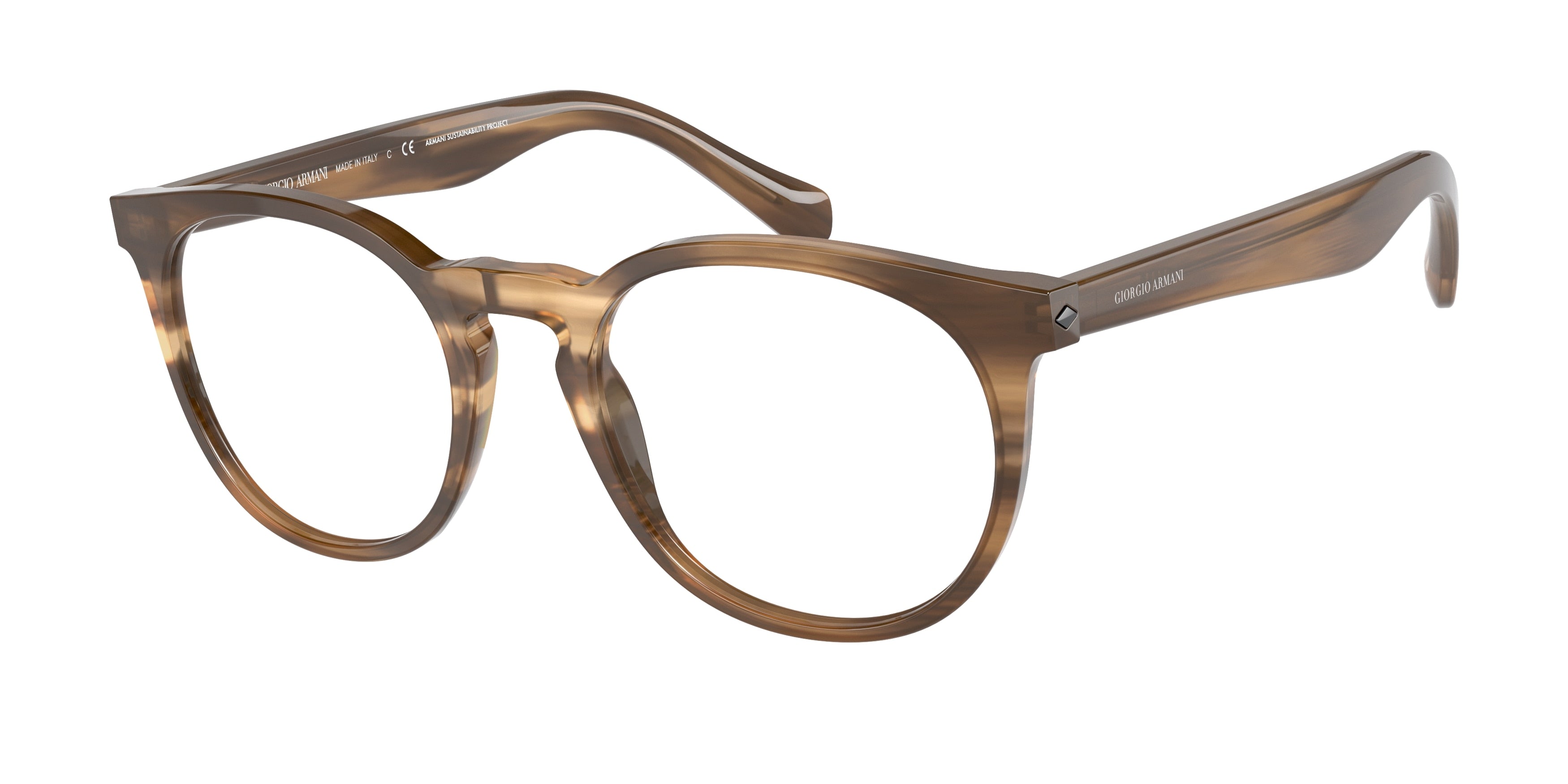 Giorgio Armani AR7214 Phantos Eyeglasses  5900-Striped Brown 51-145-20 - Color Map Tortoise