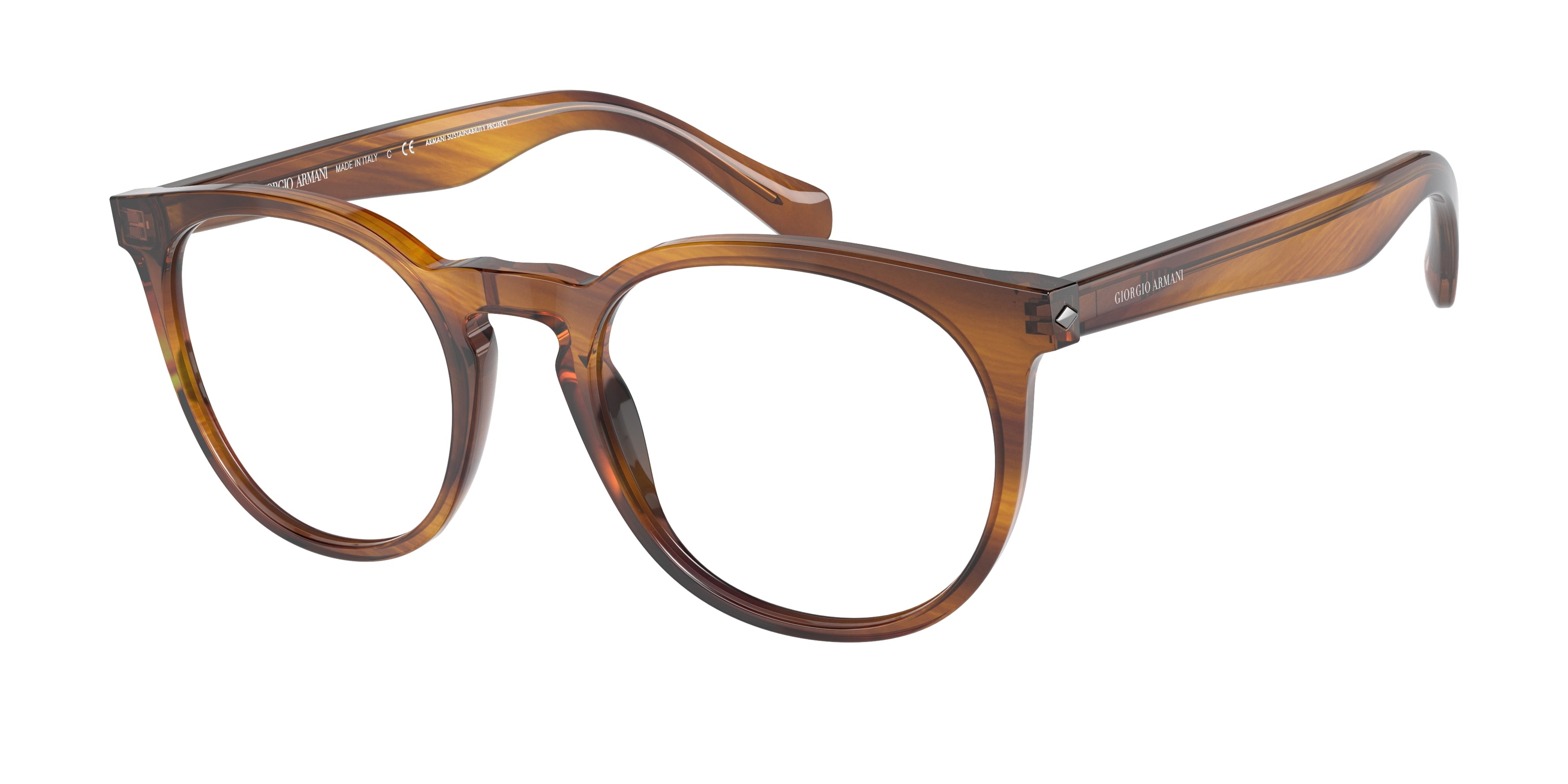 Giorgio Armani AR7214 Phantos Eyeglasses  5903-Striped Honey 49-145-20 - Color Map Tortoise