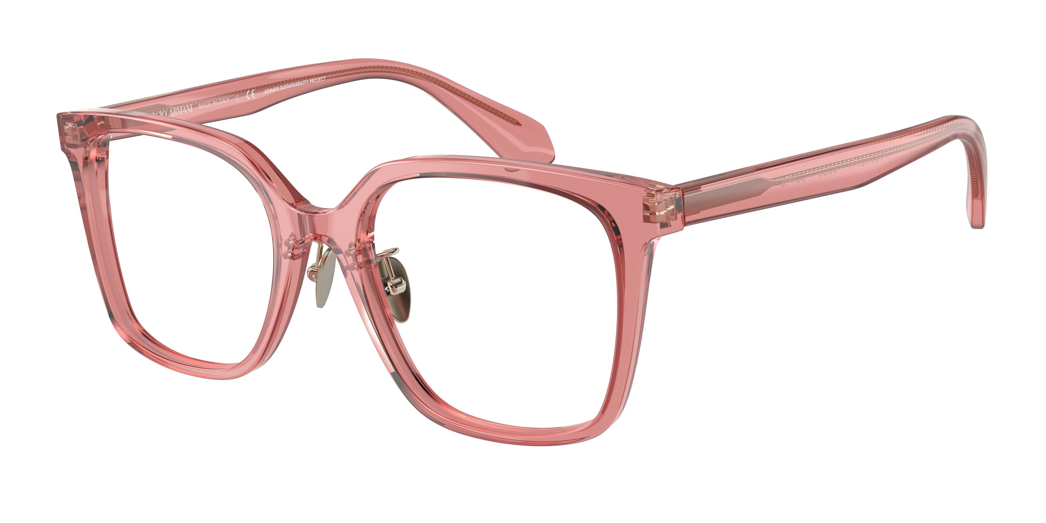 Giorgio Armani AR7217F Square Eyeglasses  5933-Transparent Pink 53-140-19 - Color Map Pink