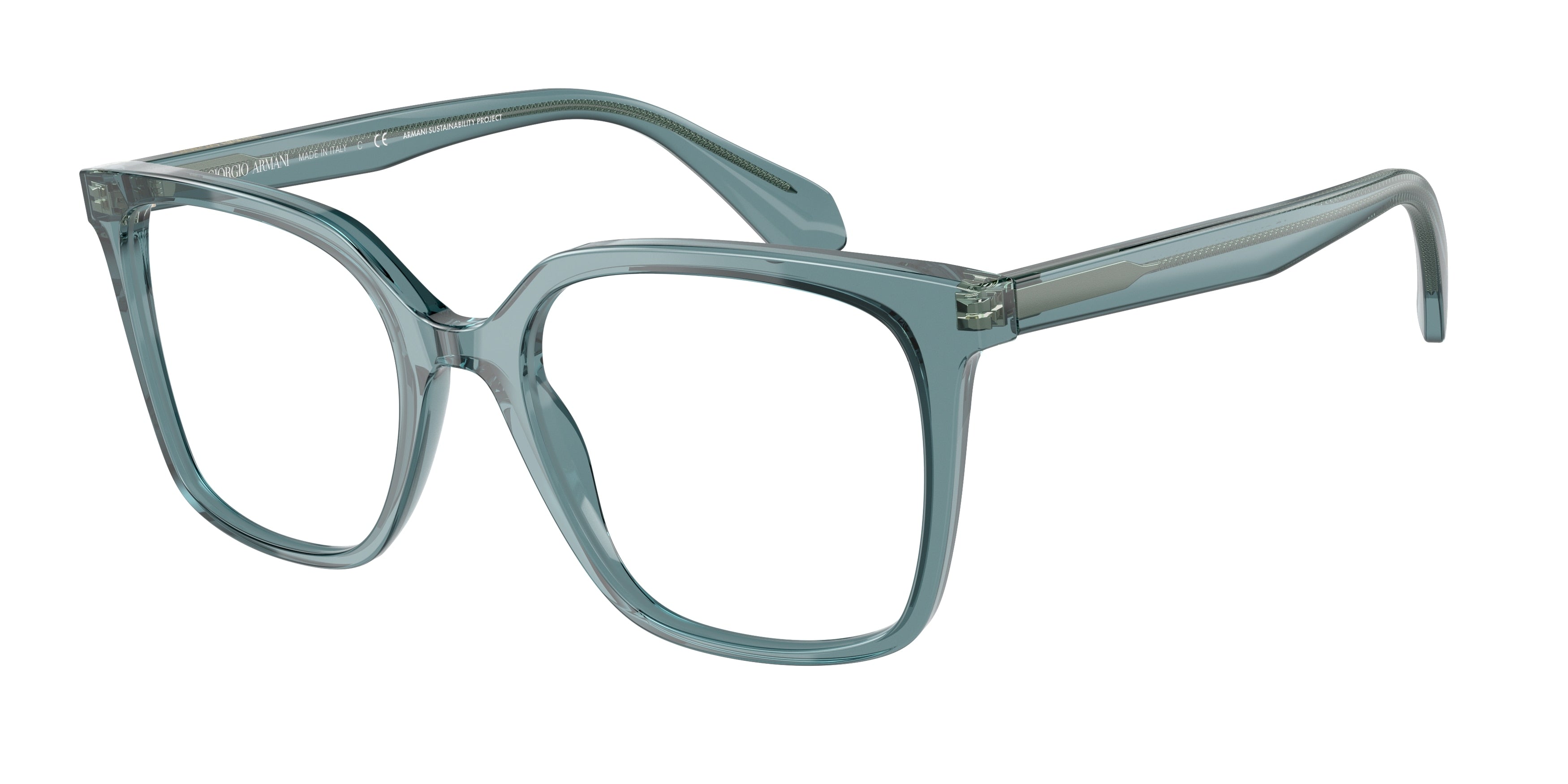 Giorgio Armani AR7217 Square Eyeglasses  5934-Transparent Blue 51-140-19 - Color Map Blue