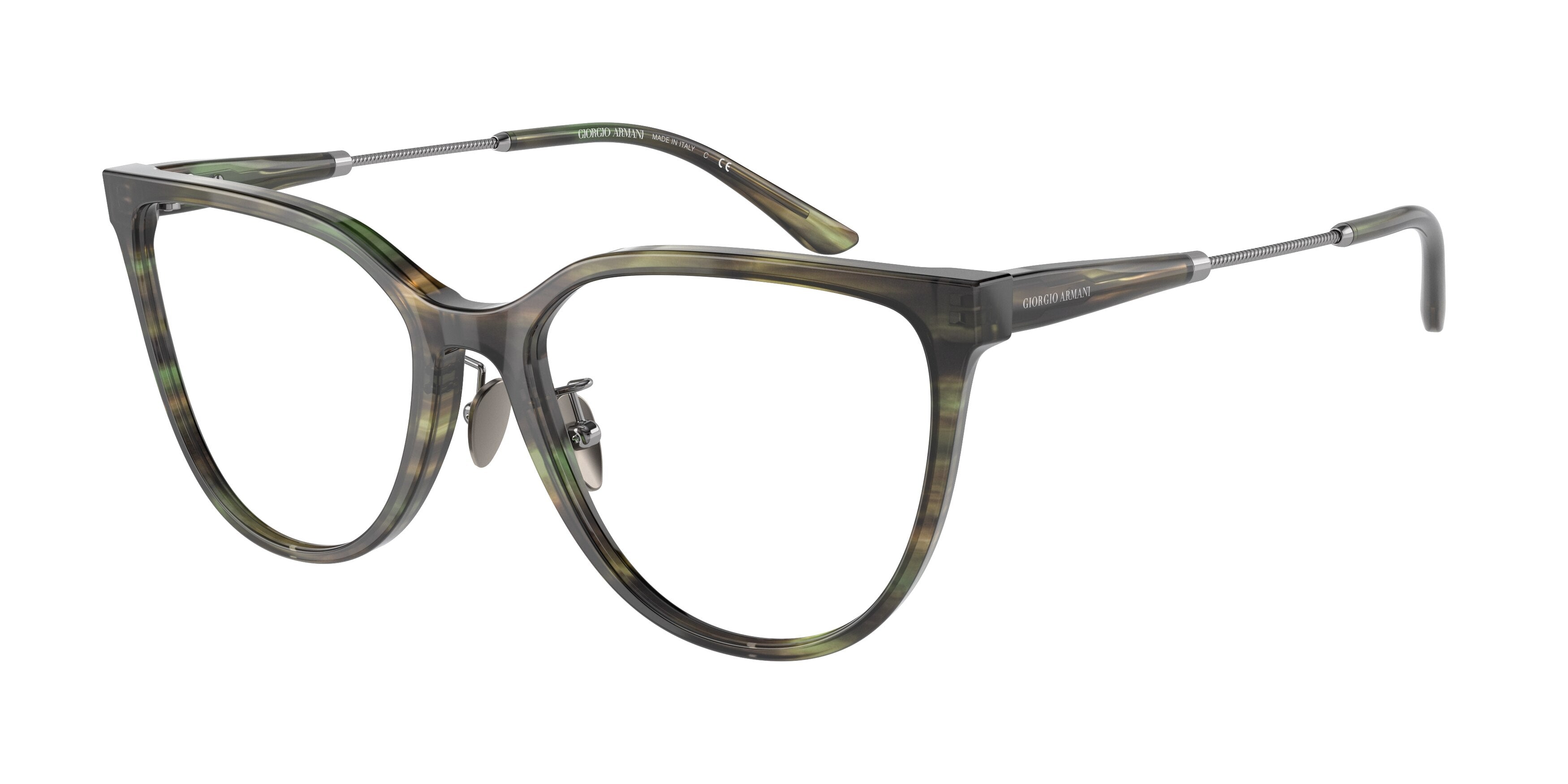 Giorgio Armani AR7219 Cat Eye Eyeglasses  5918-Striped Green 54-140-17 - Color Map Green
