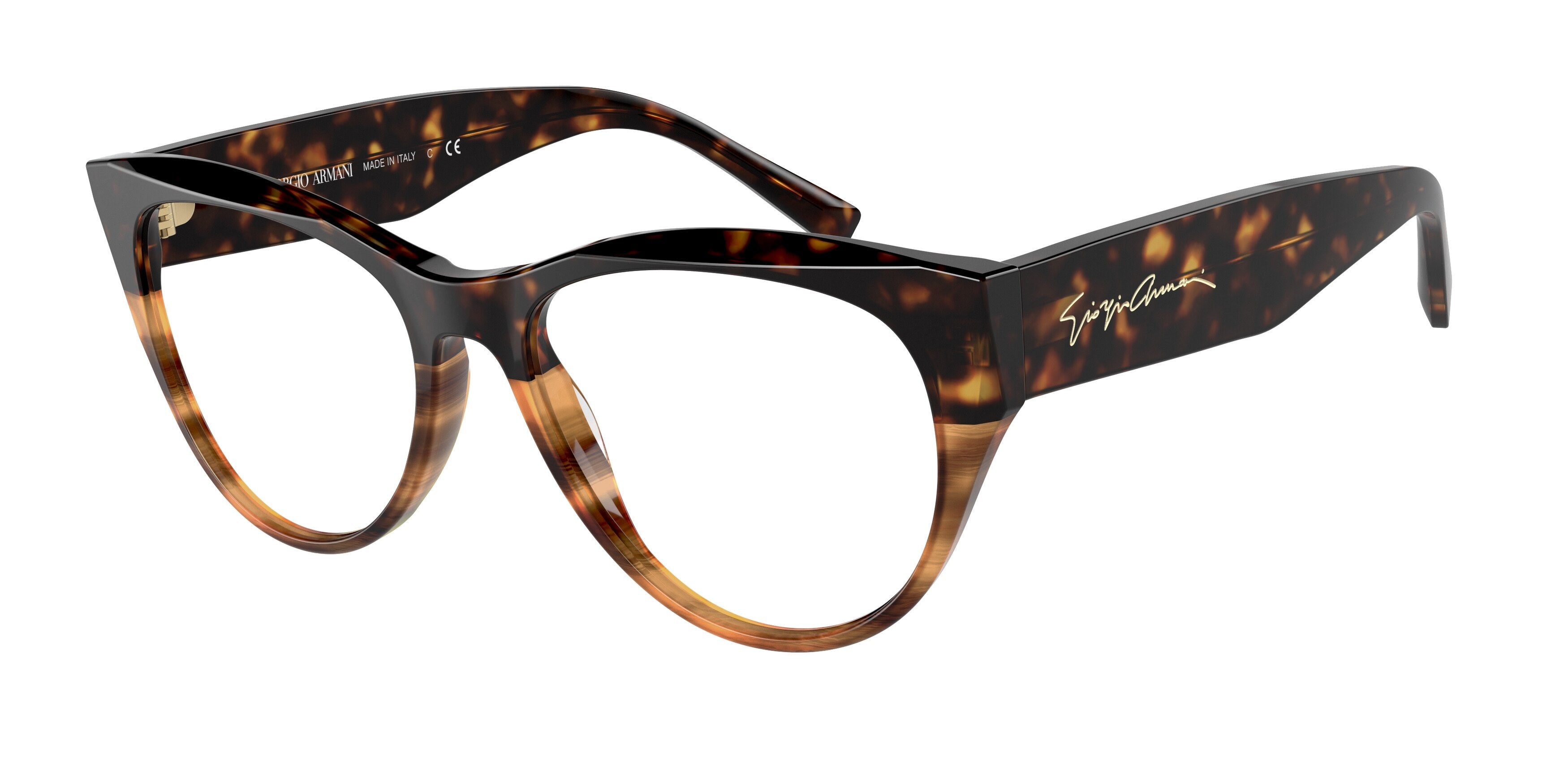 Giorgio Armani AR7222 Butterfly Eyeglasses  5929-Havana/Striped Brown 52-140-17 - Color Map Tortoise