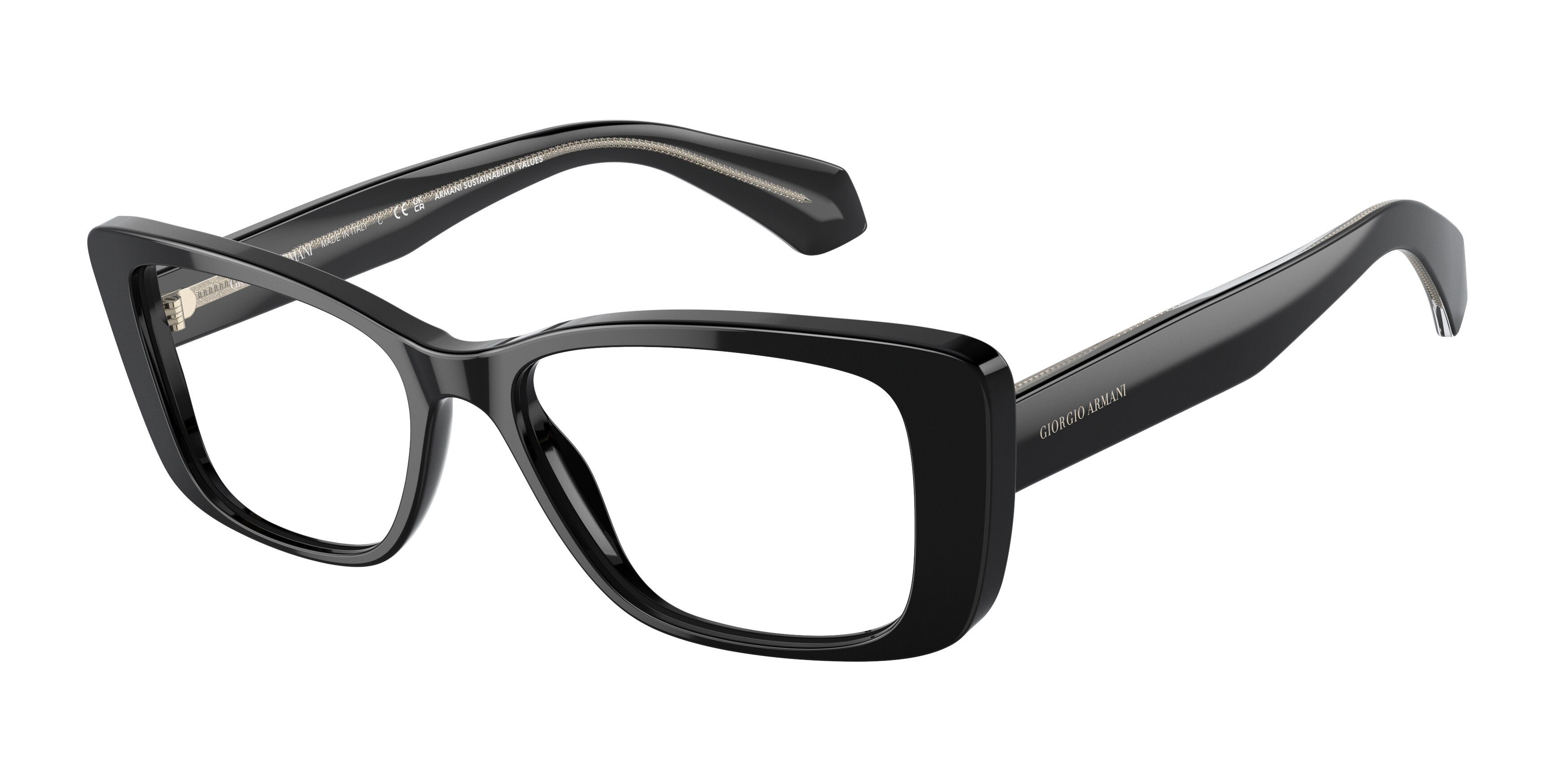 Giorgio Armani AR7226 Rectangle Eyeglasses  5875-Black 53-140-16 - Color Map Black