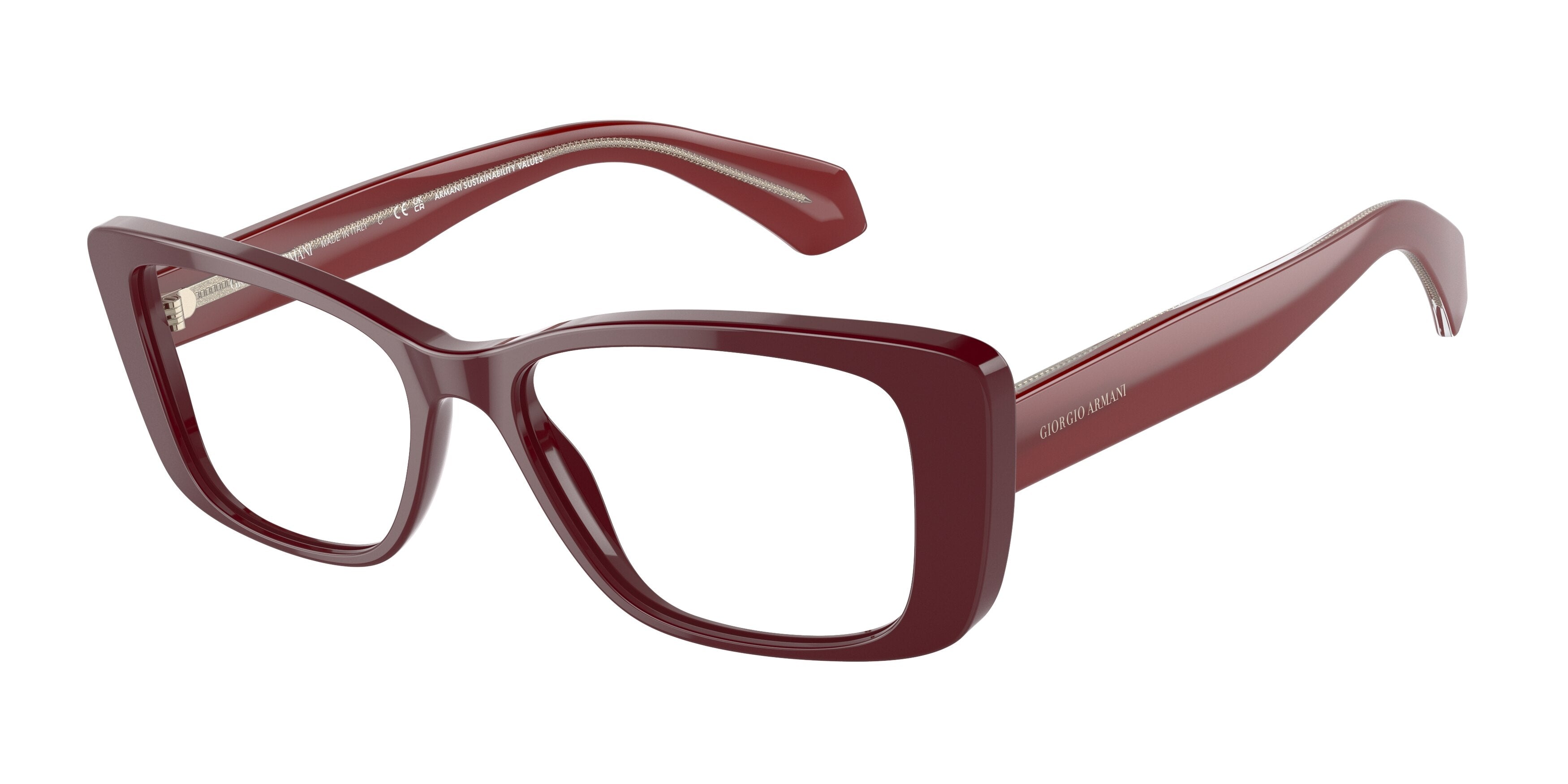 Giorgio Armani AR7226 Rectangle Eyeglasses  5955-Red 53-140-16 - Color Map Red