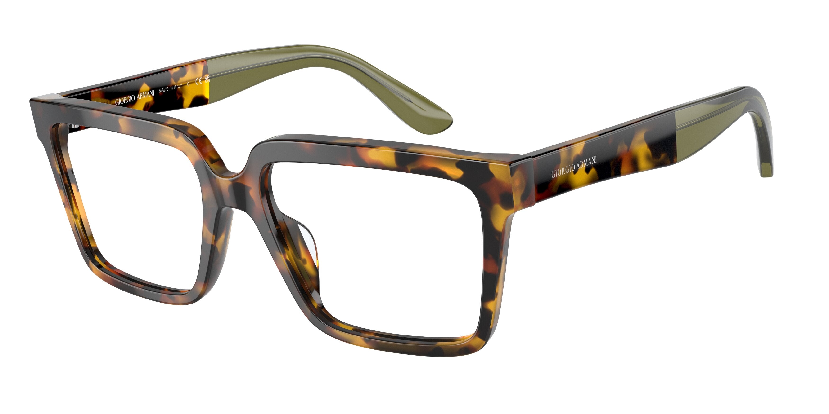 Giorgio Armani AR7230U Square Eyeglasses  5092-Yellow Havana 55-145-17 - Color Map Tortoise